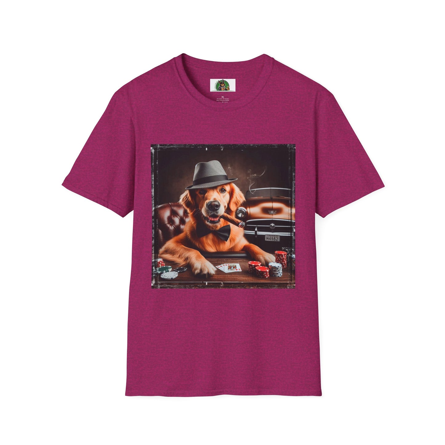 Golden Retriever playing poker shirt T-Shirt Printify S Antique Heliconia