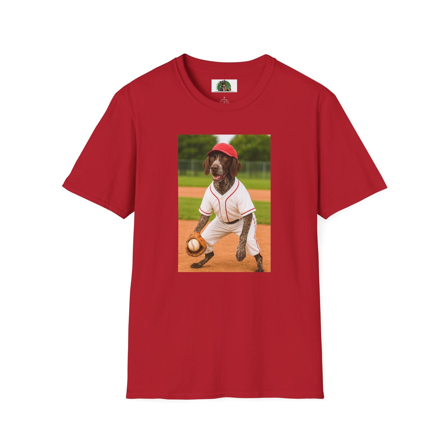 Baseball Sports German Shorthair T-Shirt T-Shirt Printify Cherry Red S