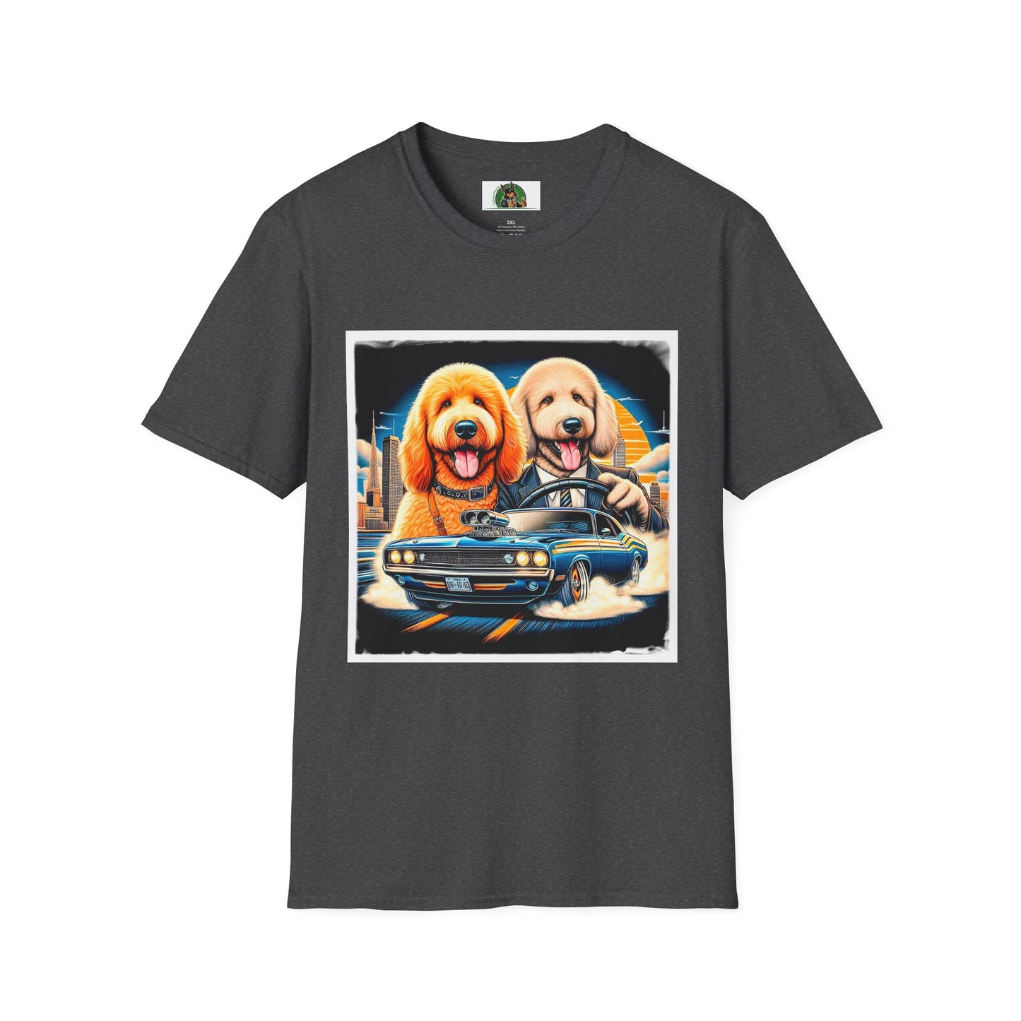 Golden Doodle cool car t shirt T-Shirt Printify XS Dark Heather