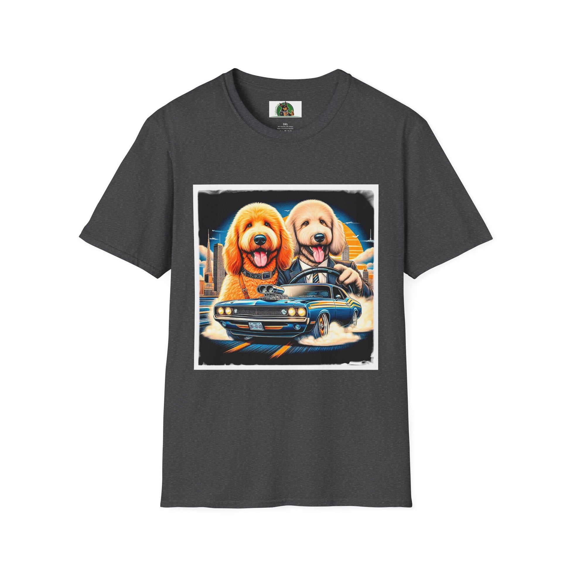 Golden Doodle cool car t shirt T-Shirt Printify XS Dark Heather