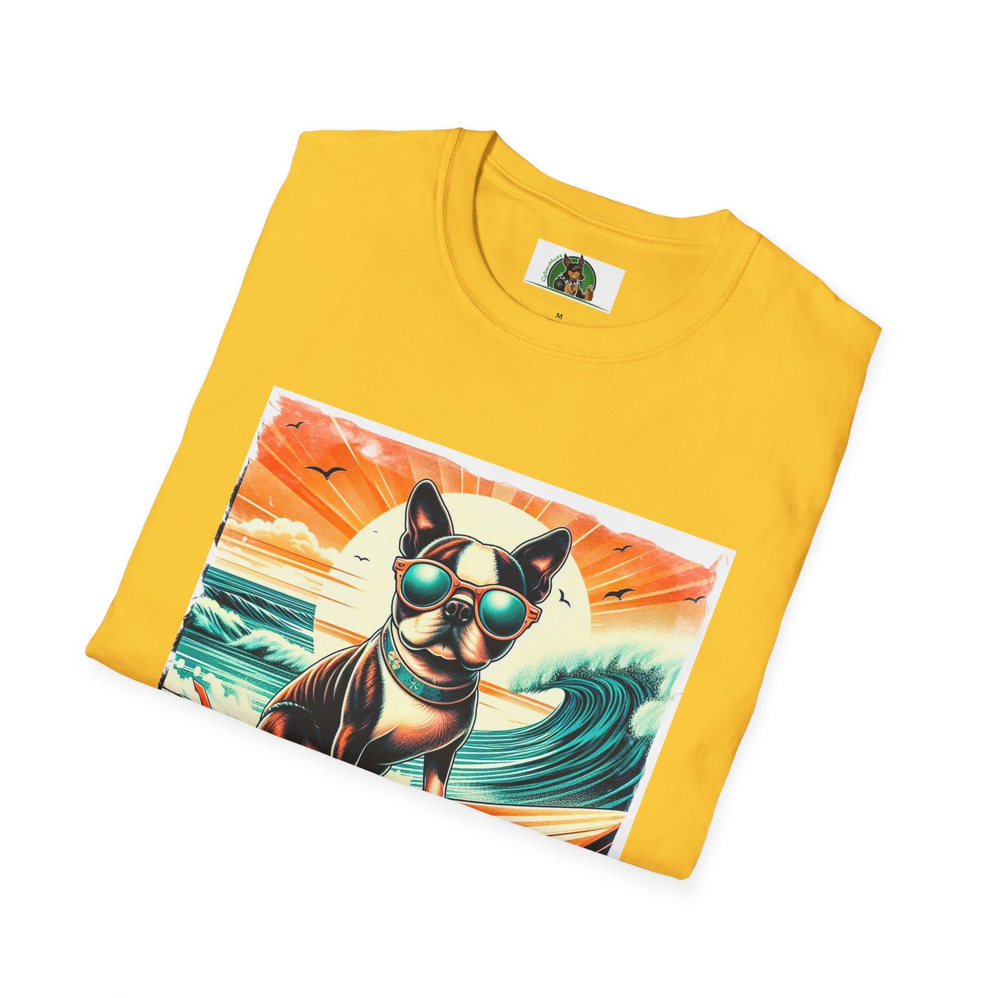 Boston Terrier Sunset Surfer Dog Shirt