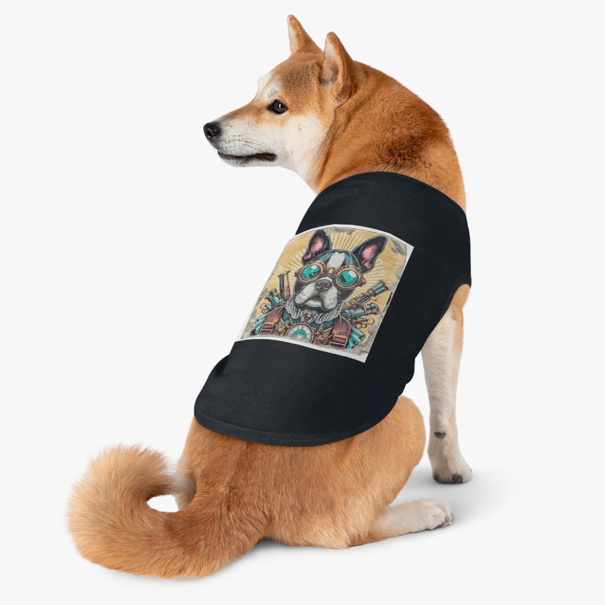 Pet Tank Top Boston Terrier In Steampunk Clothes Pets Printify   