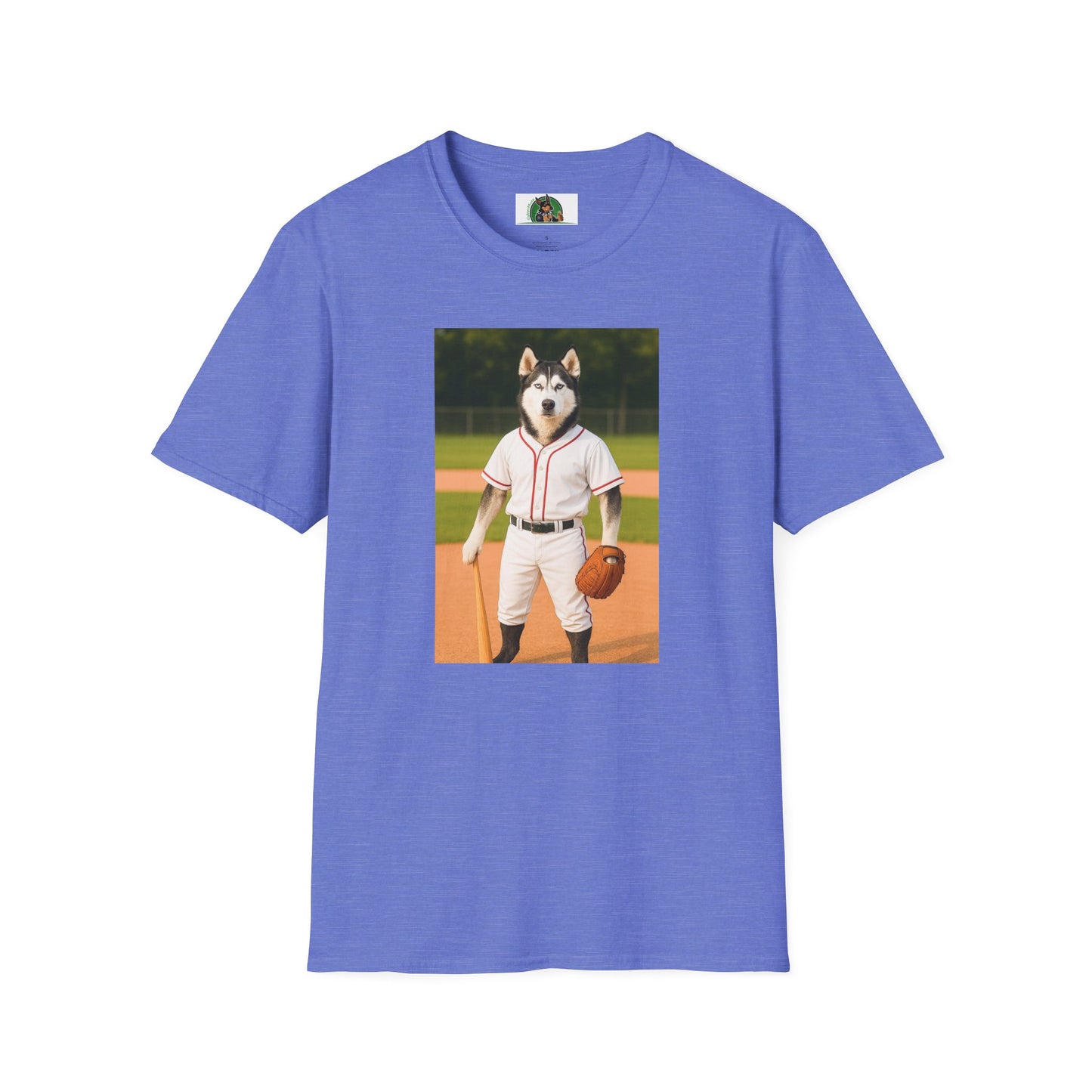 Husky Baseball T-Shirt — Sports Dog Tee T-Shirt Printify Heather Royal S