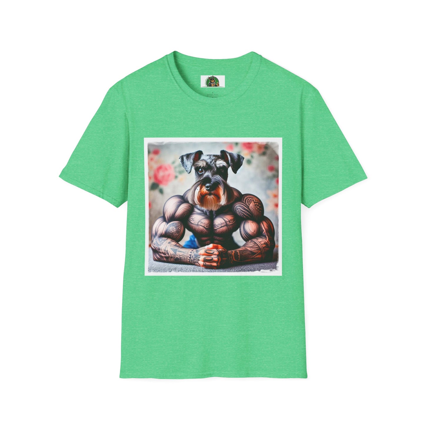 Schnauzer T-Shirt with Miniature Schnauzer Design T-Shirt Printify S Heather Irish Green 