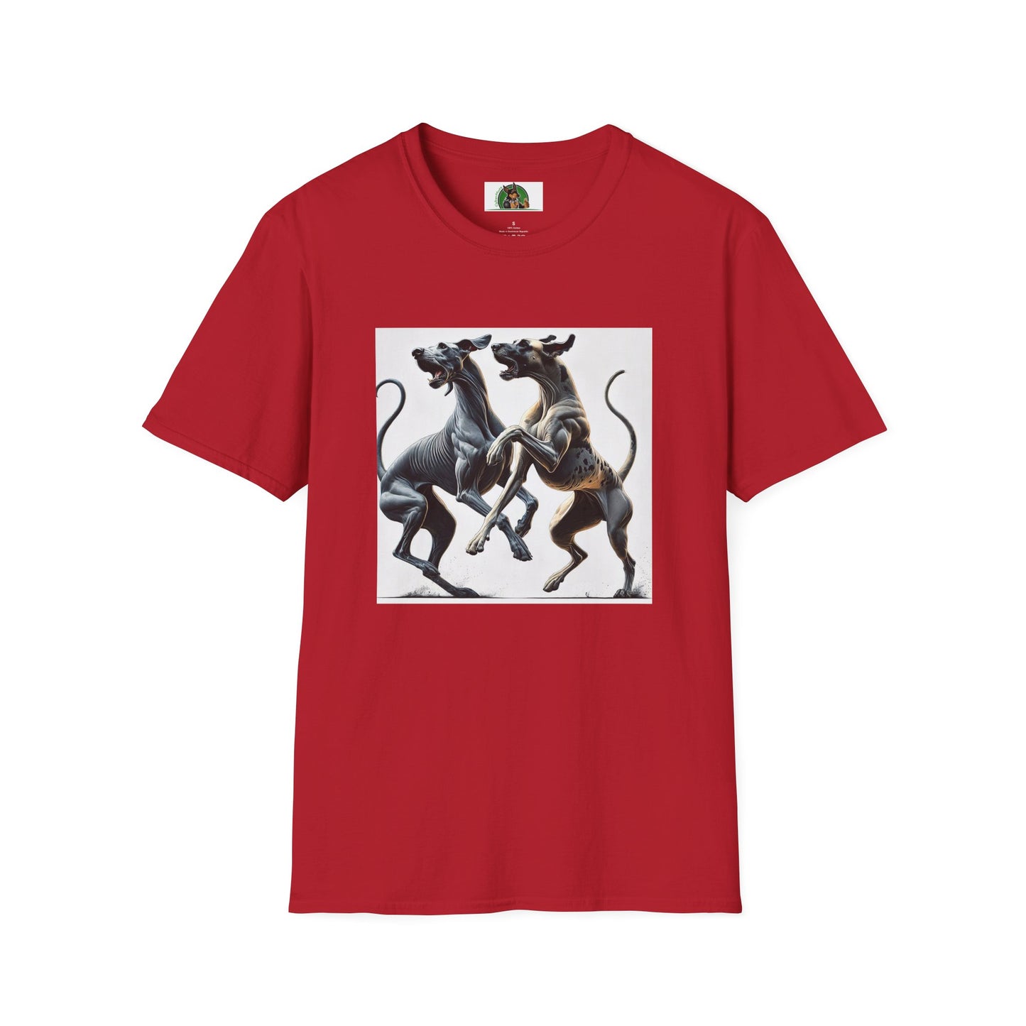 Dancing Great Danes T-Shirt T-Shirt Printify S Cherry Red