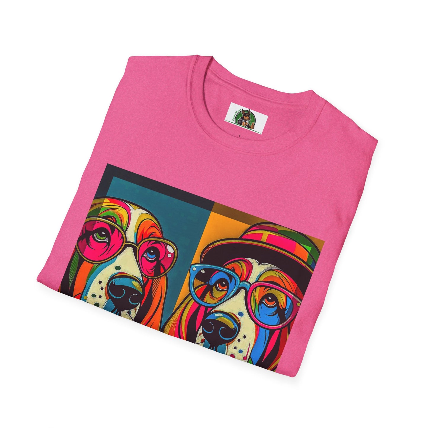 Basset Hound Couple Pop Art Pic T-Shirt Printify   