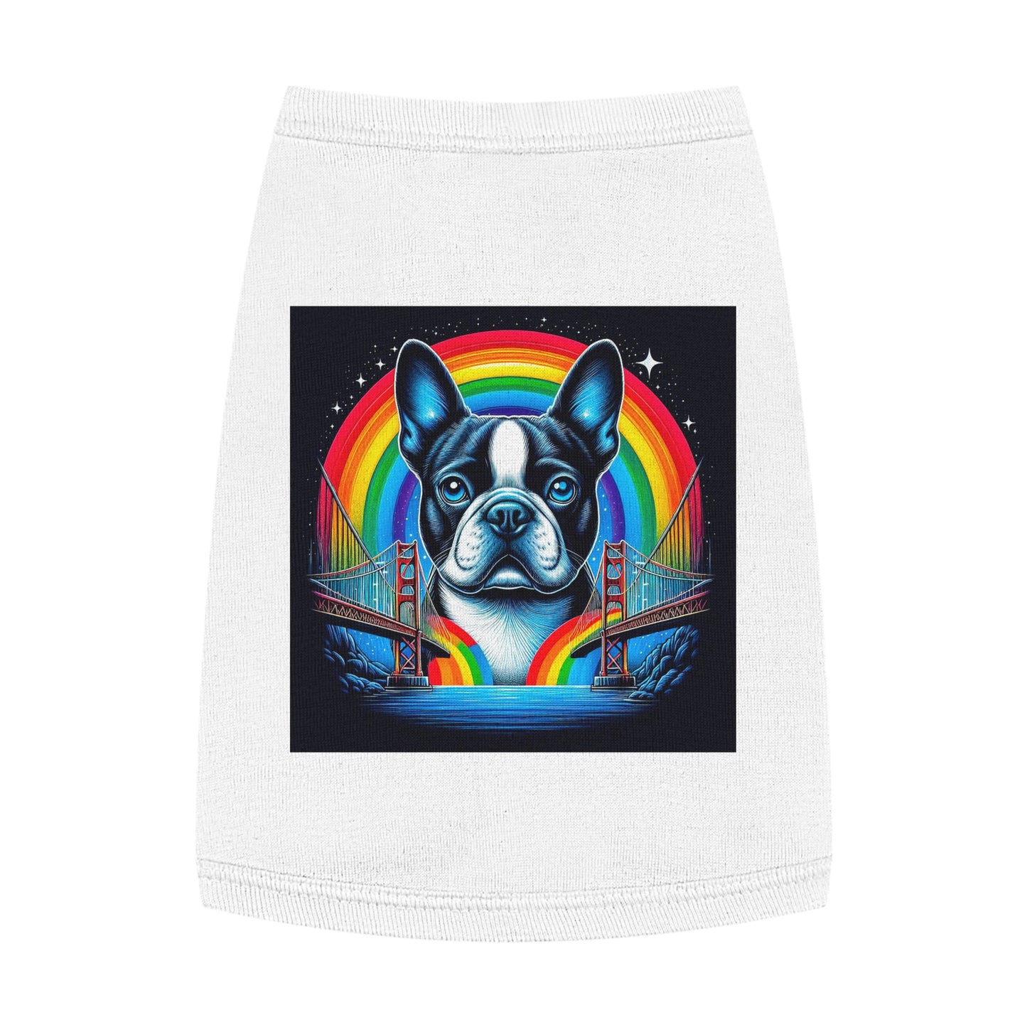 Pet Tank Top Boston Terrier Bright Rainbow Bridge Pets Printify   