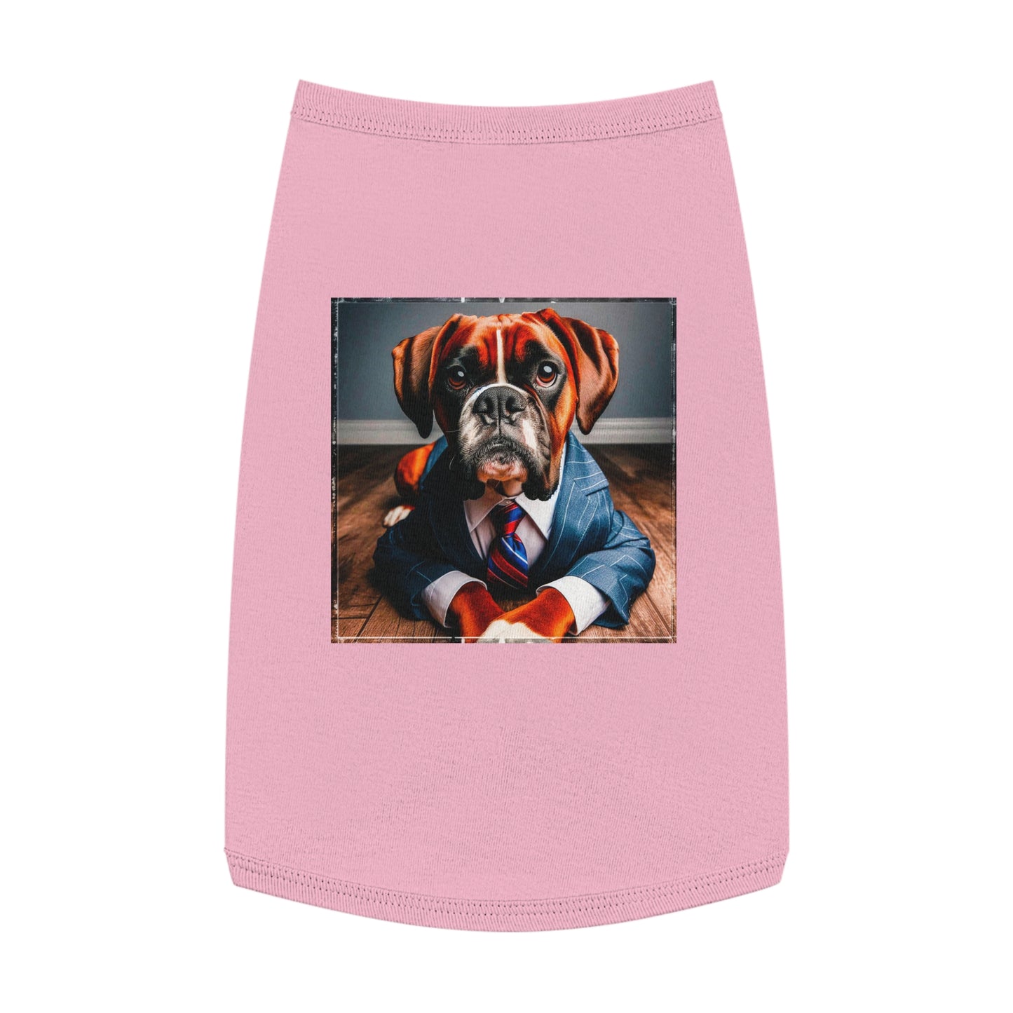 Pet Tank Top Boxer Dog Wearing Suit Pets Printify L Pink 