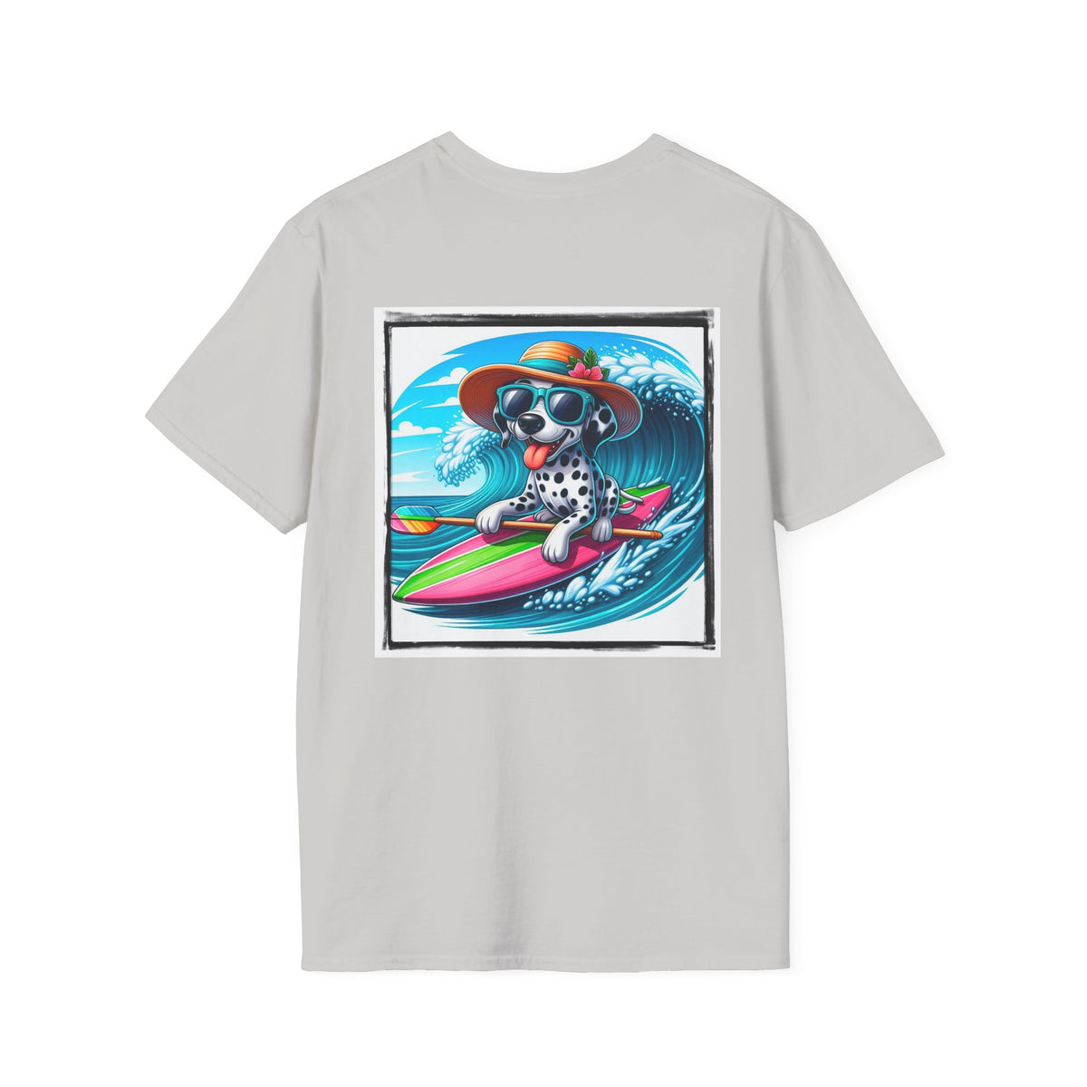 Dalmatian surf day t shirt Back Design