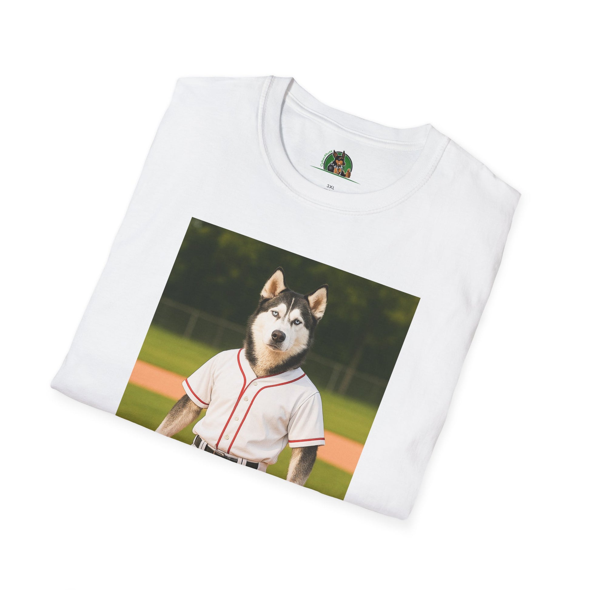 Husky Baseball T-Shirt — Sports Dog Tee T-Shirt Printify