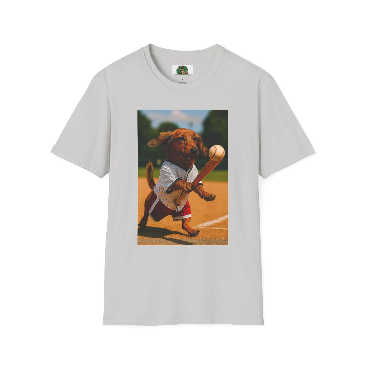 Sports Dachshund Baseball T-Shirt T-Shirt Printify Ice Grey S