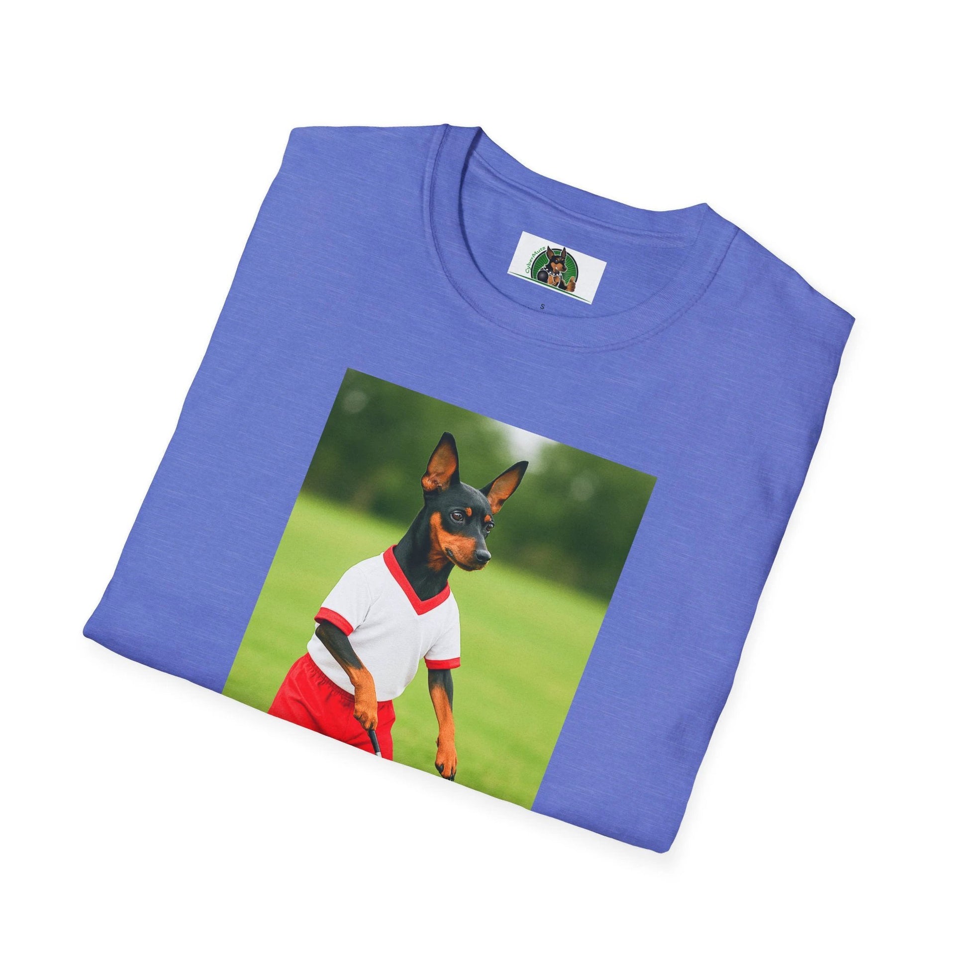 Miniature Pinscher 'Min Pin Golf Tee' T-Shirt — Sports Dog Lover Golf Shirt by Printify