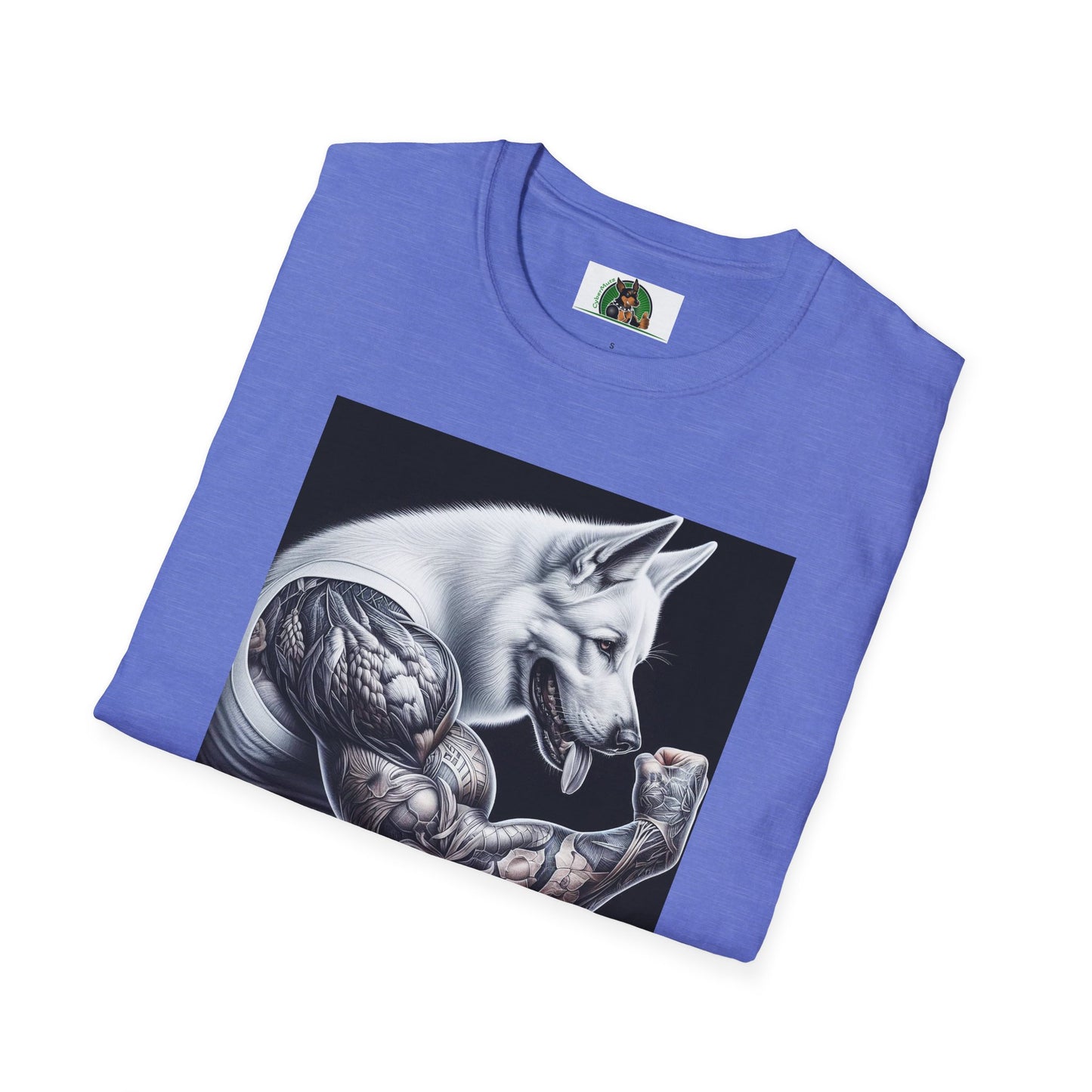 German Shepherd arm flexing shirt