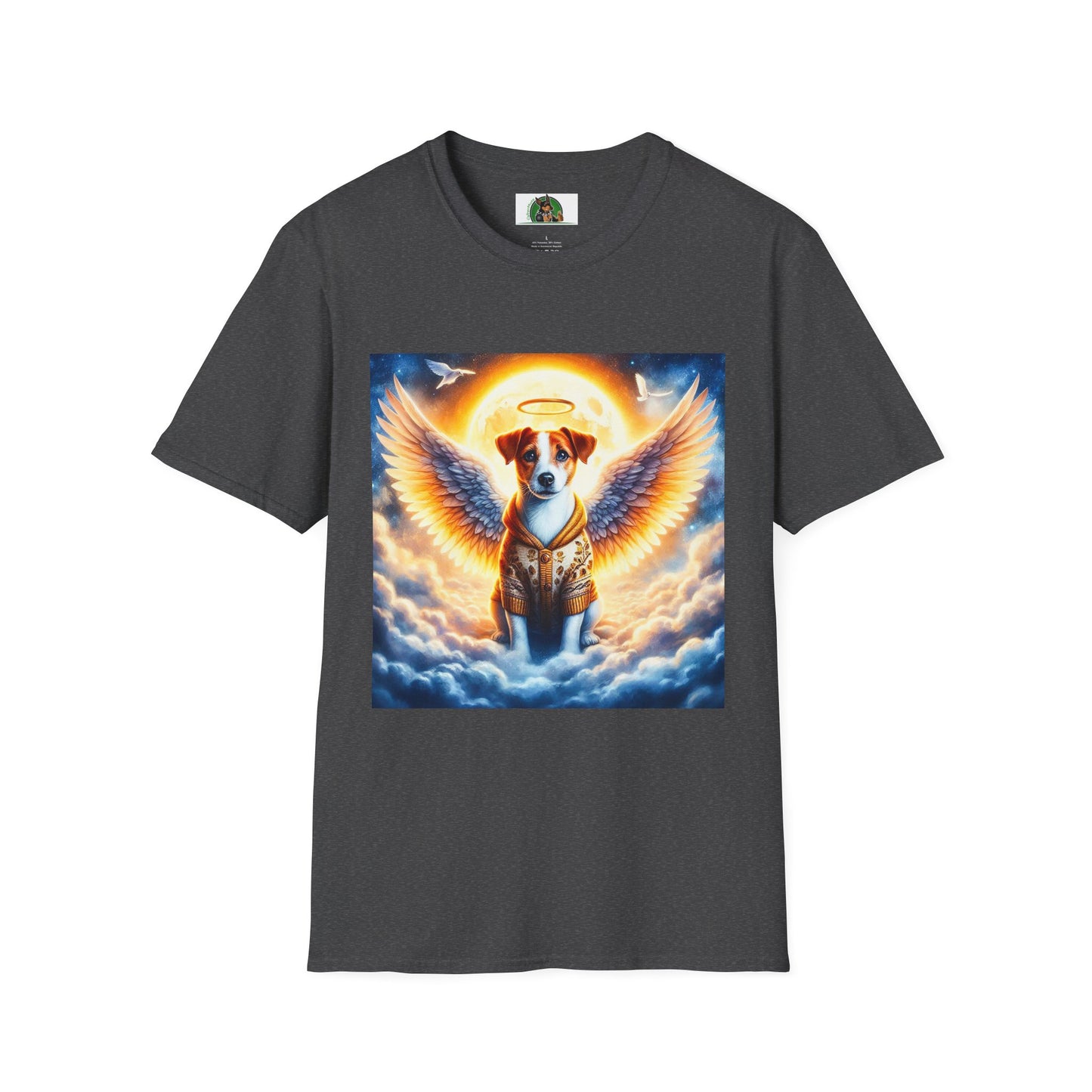 Jack Russell Golden Angel T-Shirt Printify S Dark Heather 