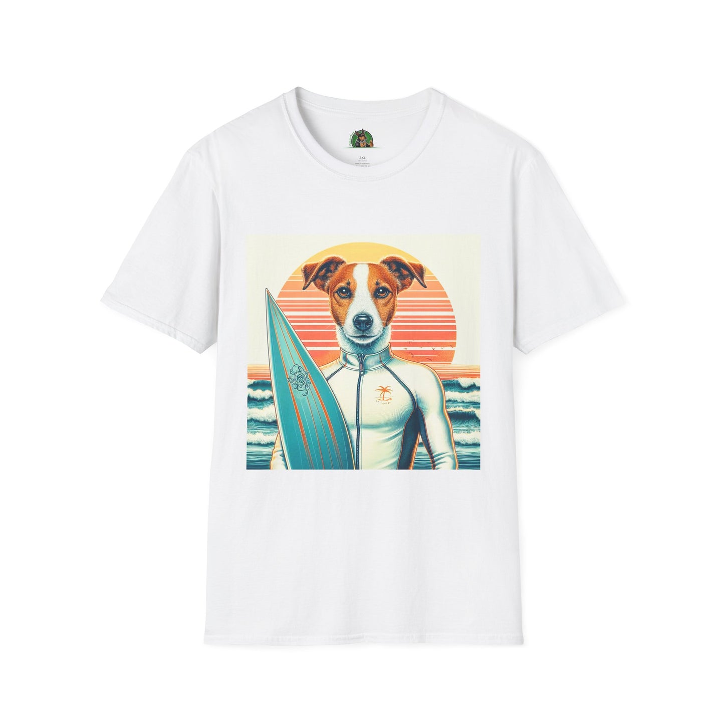 Jack Russell Wet Suit Surfer T-Shirt Printify S White