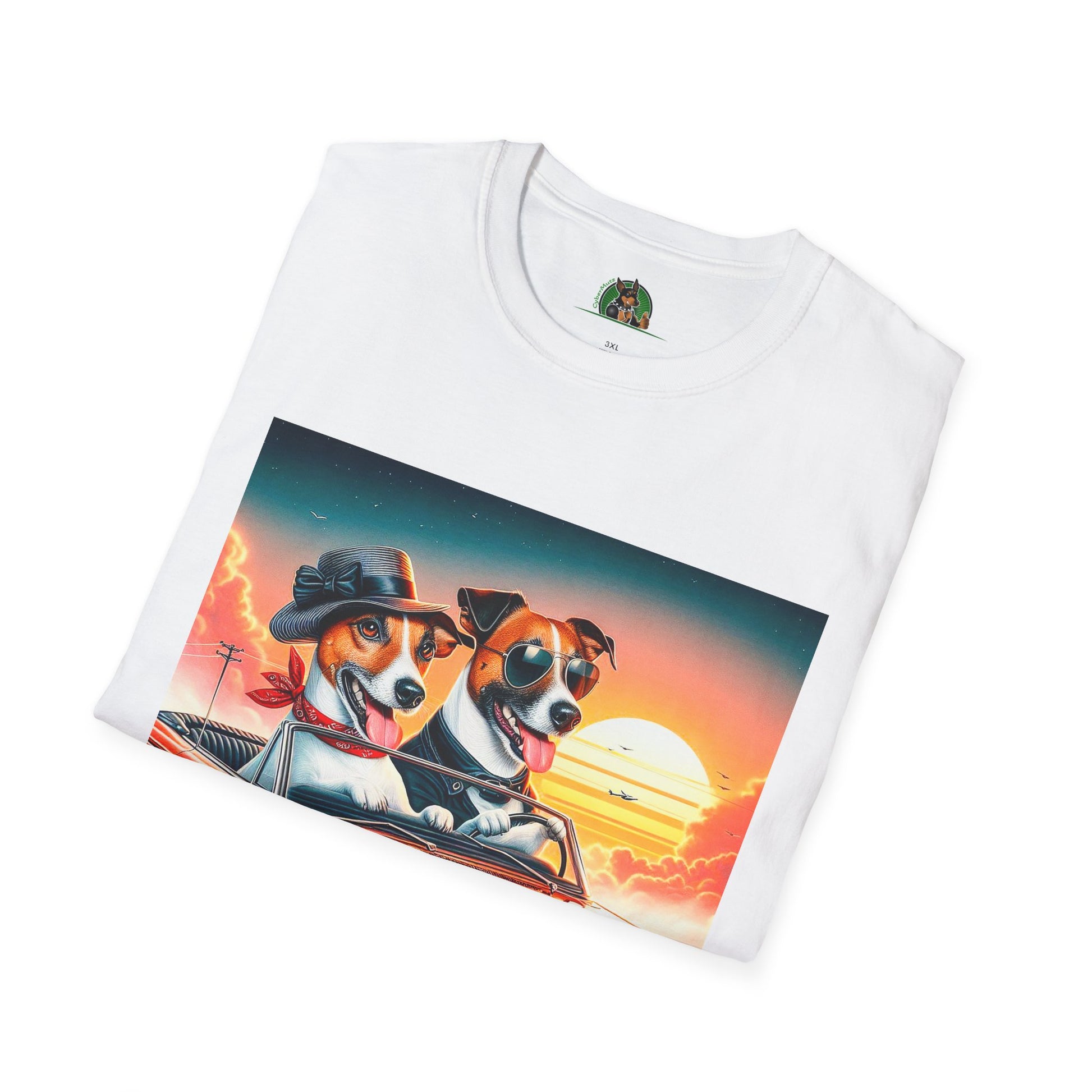 Wacky Jack Russell Couple In Car T-Shirt Printify