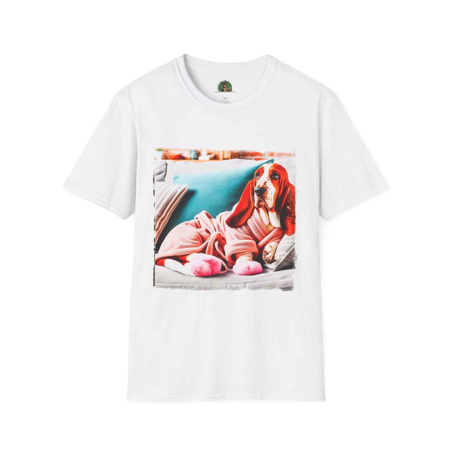 Basset Hound In Bath Robe Pic T-Shirt Printify XS White
