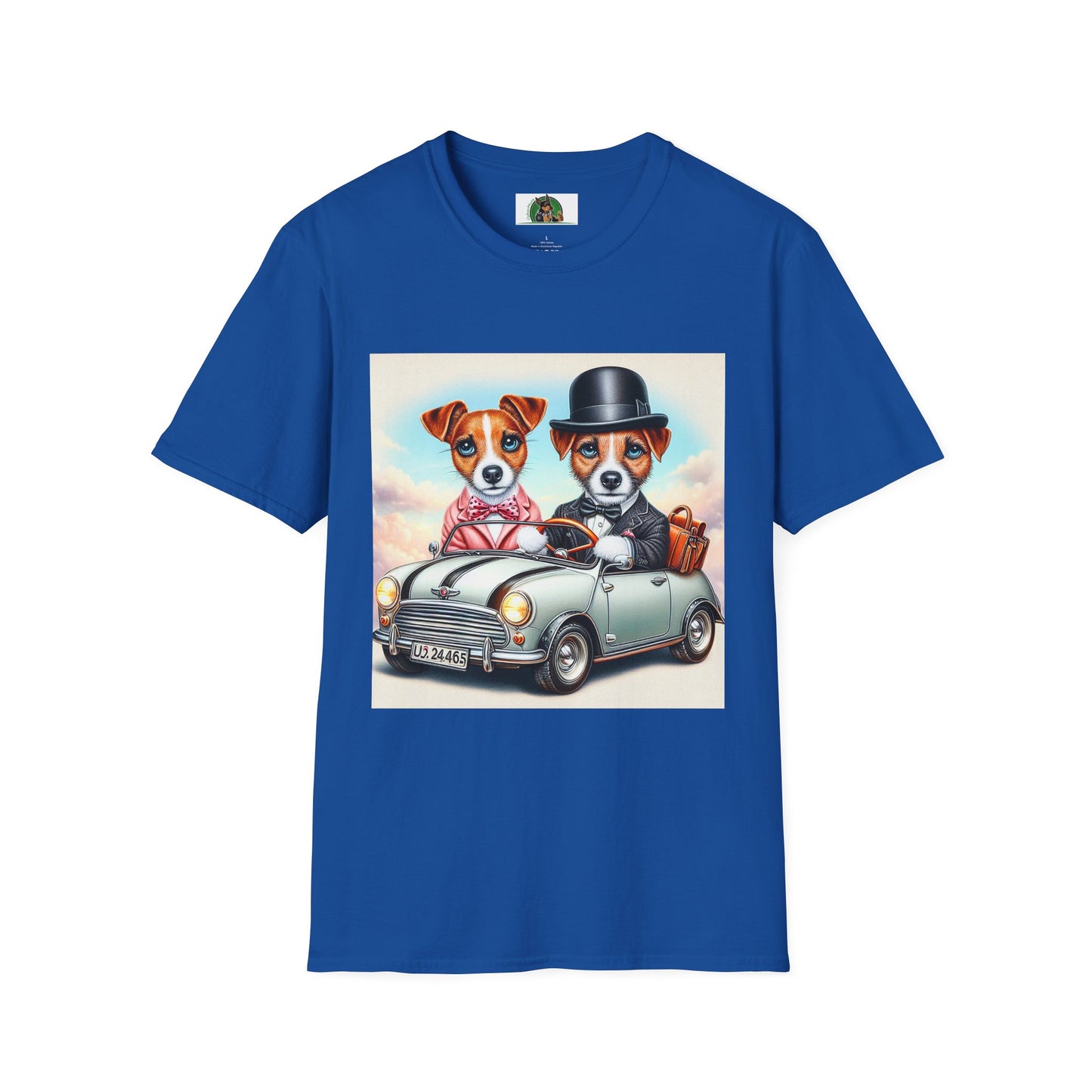 Wacky Jack Russell Top Hat Couple In Car T-Shirt Printify S Royal 