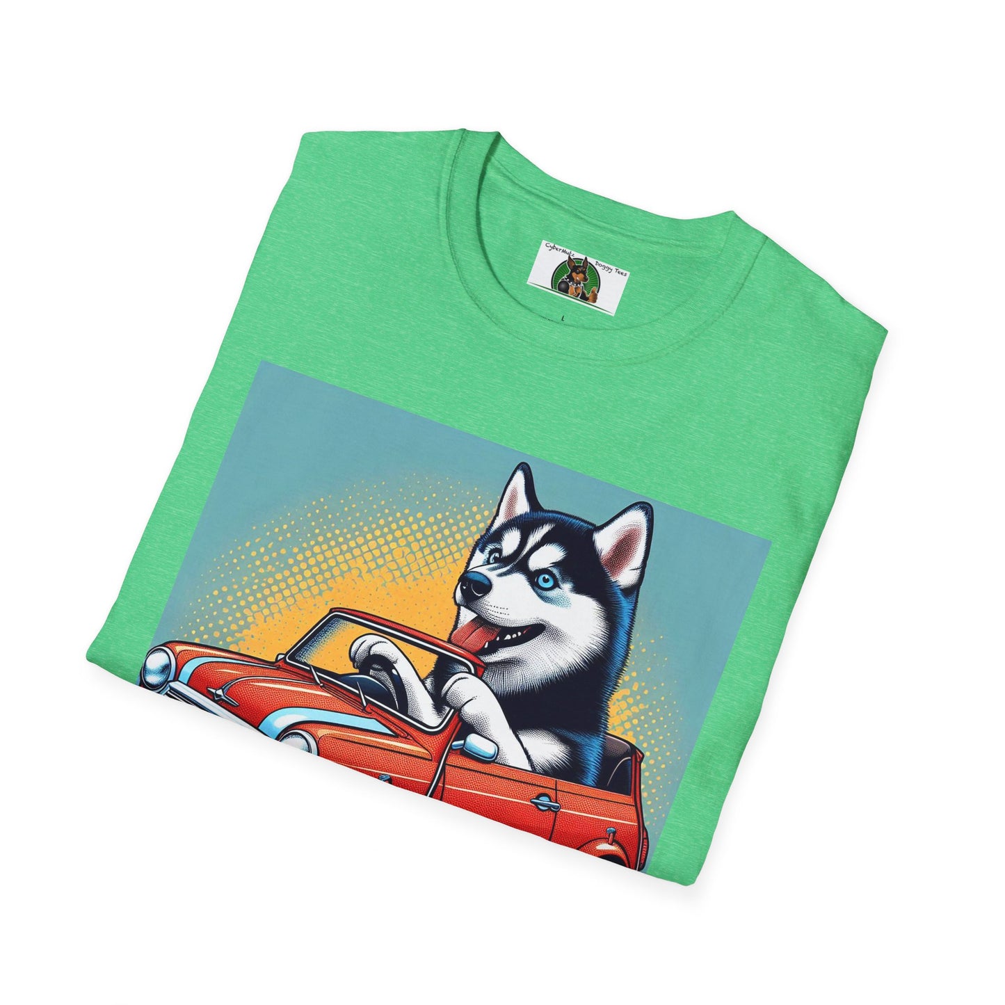 Husky in a Wacky Little Car T-Shirt Printify   