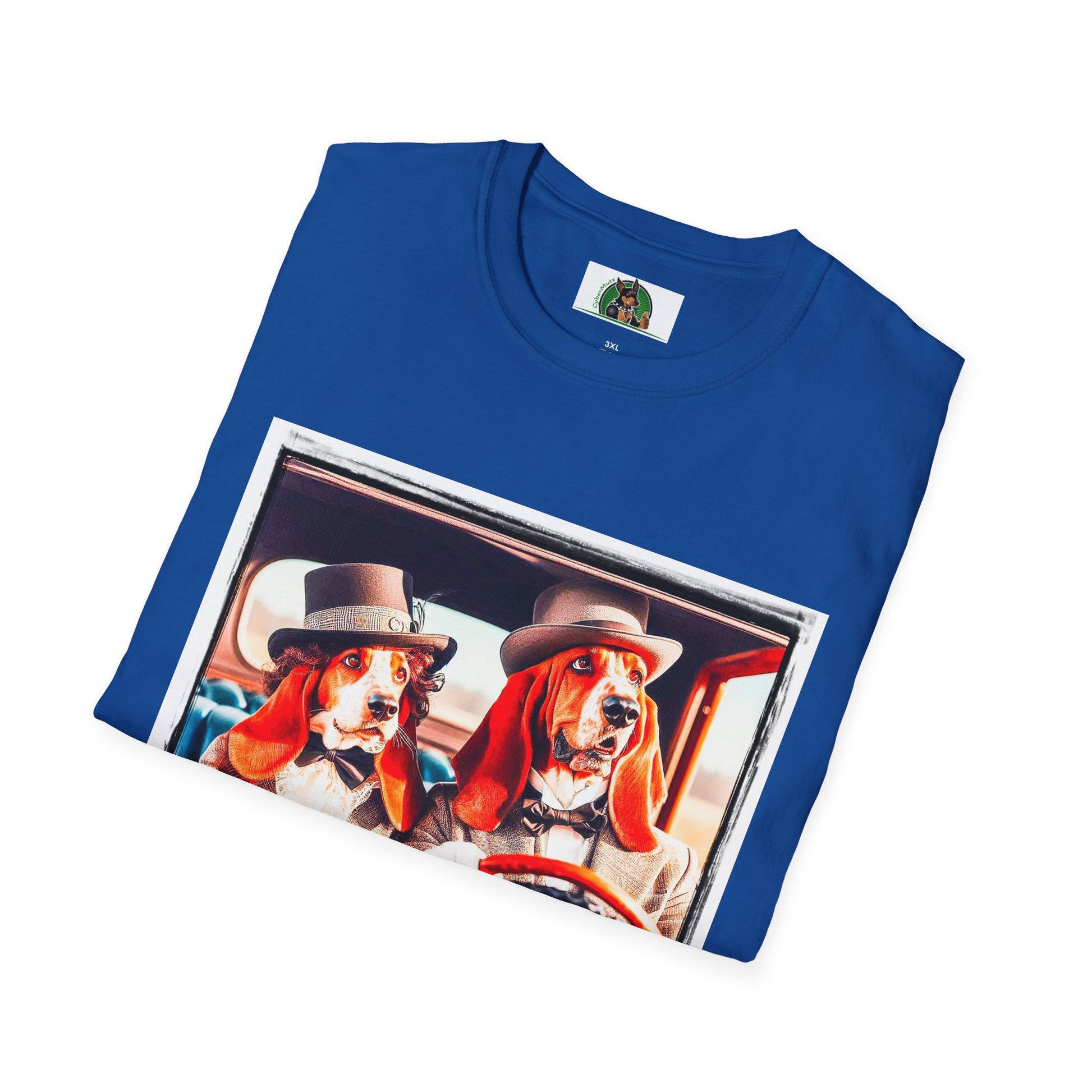 Wacky Basset Hounds Sunday Driving Old Car T-Shirt Printify