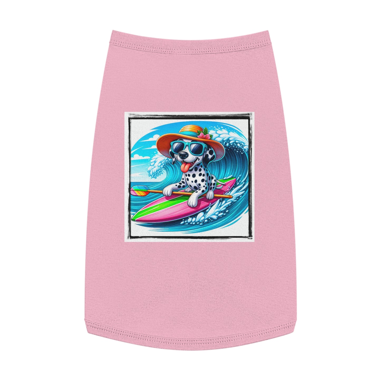 Pet Tank Top Dalmatian surfing t shirt Pets Printify L Pink