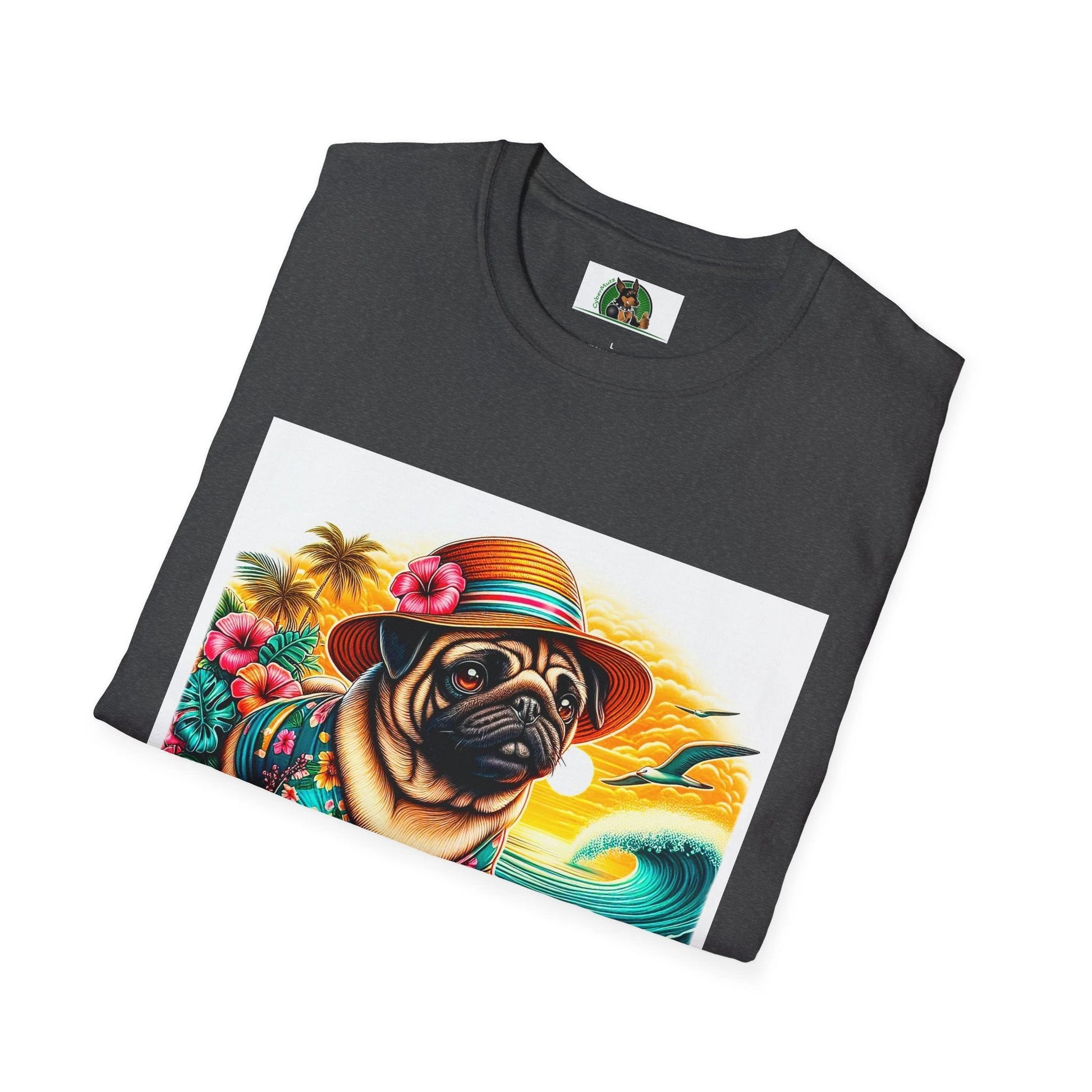 Surfer Pug T-Shirt T-Shirt Printify