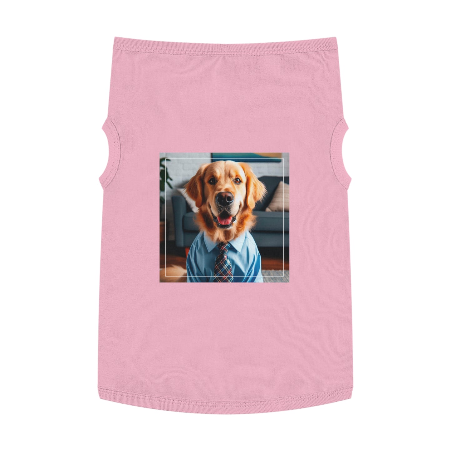Golden Retriever suit and tie tsnk top Pets Printify XL Pink