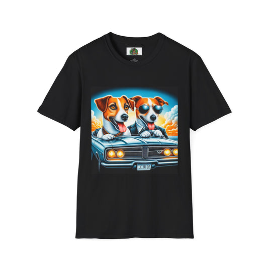 Wacky Jack Russell Father And Son Driving T-Shirt Printify S Black 