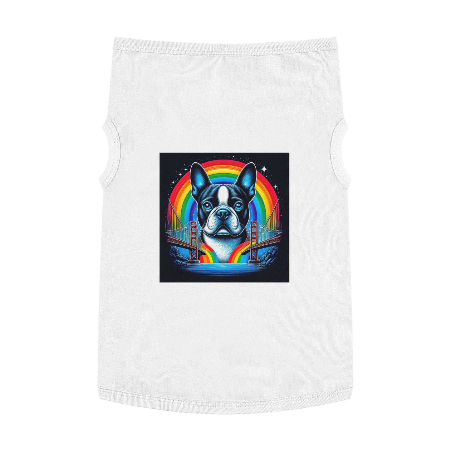 Pet Tank Top Boston Terrier Bright Rainbow Bridge Pets Printify   