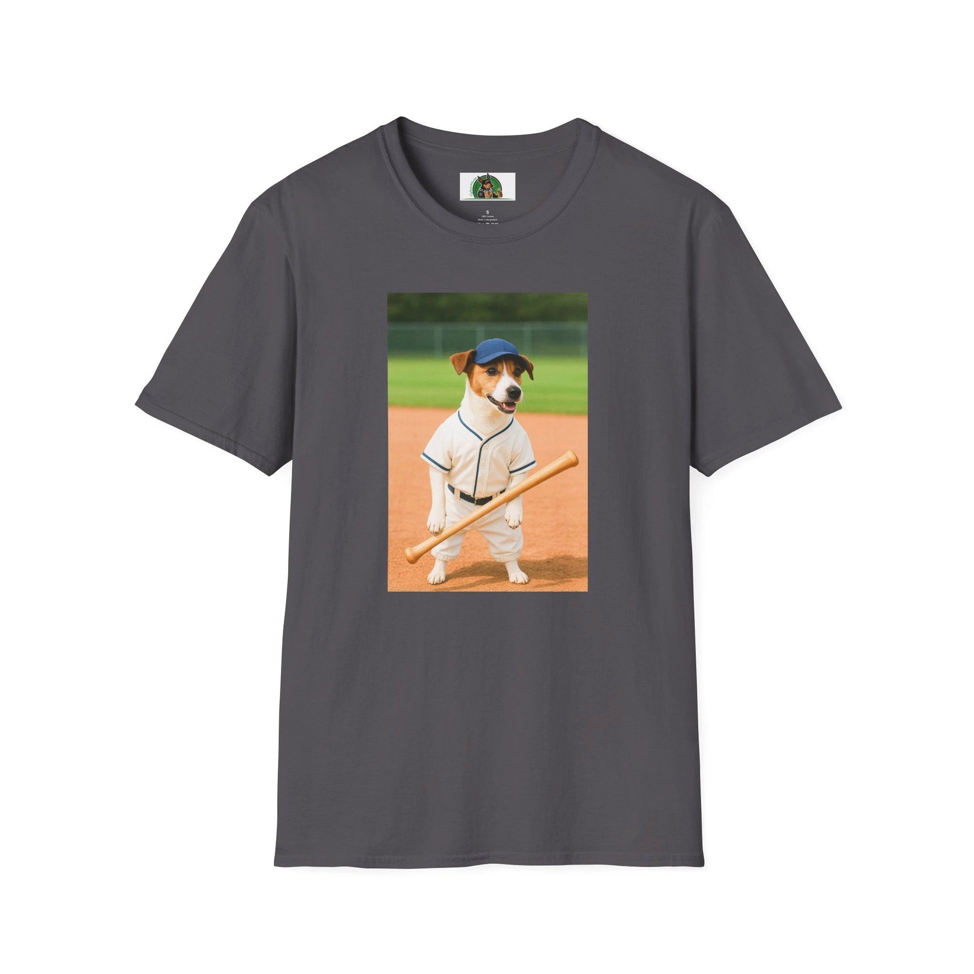 Jack Russell Baseball Tee — Sports Dog T-Shirt T-Shirt Printify Charcoal S