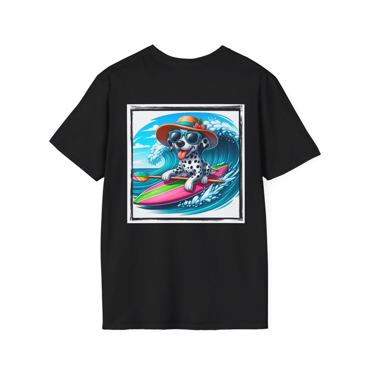 Dalmatian surf day t shirt Back Design