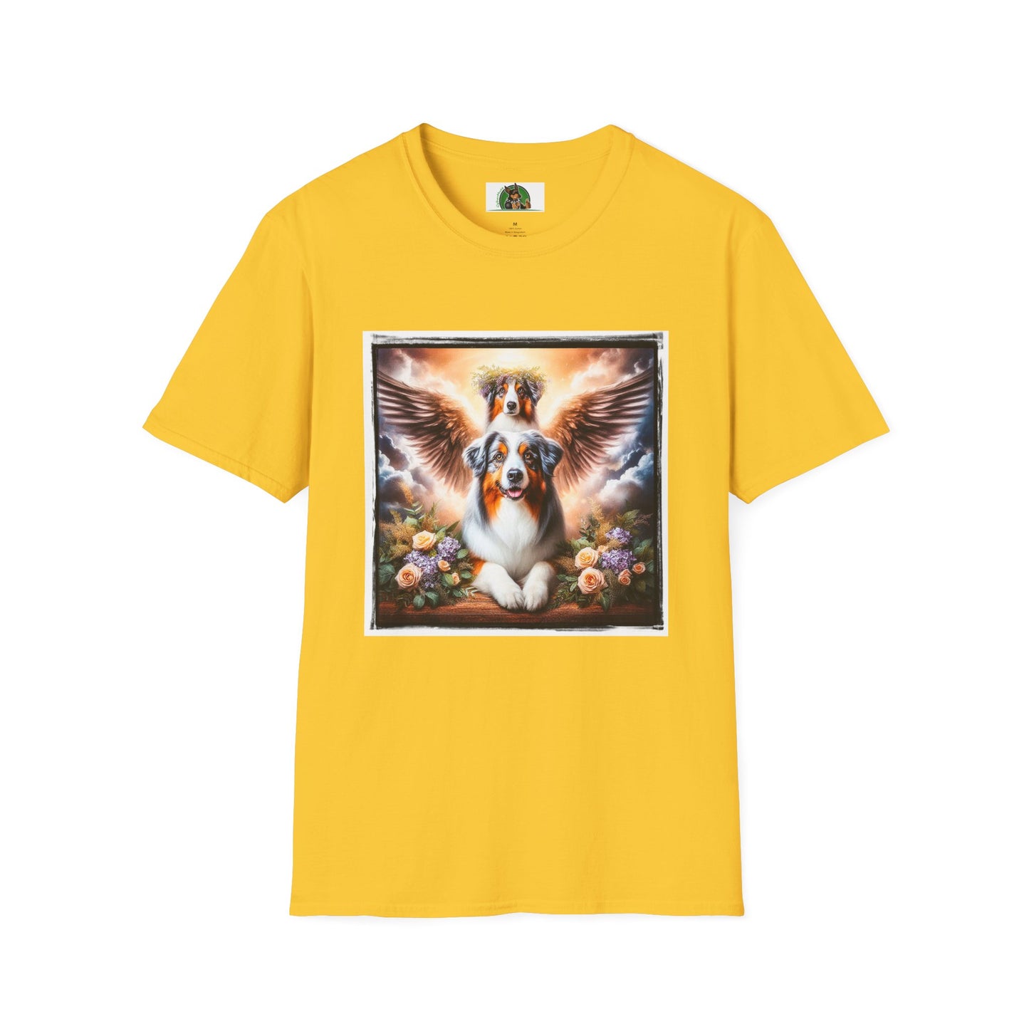Australian Shepherd Angel Wings And Flowers T-Shirt Printify S Daisy