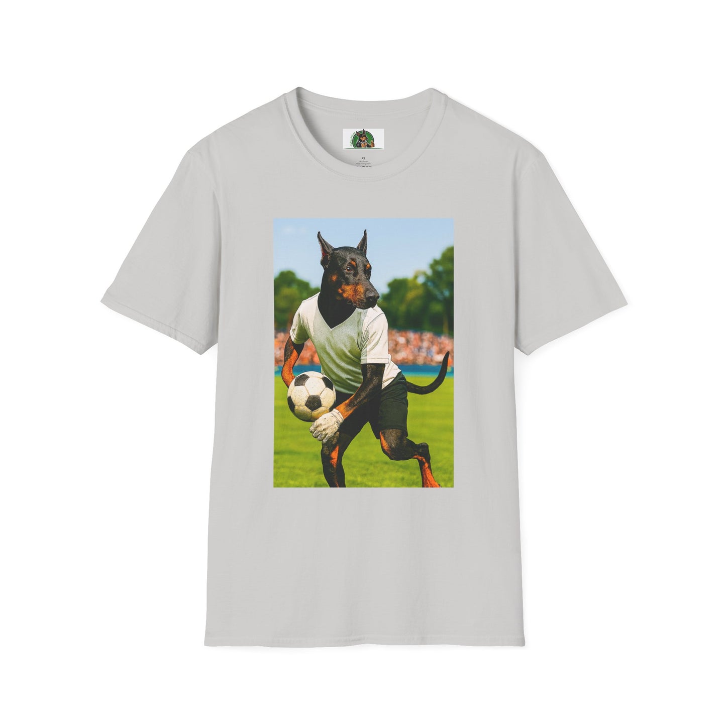Soccer Doberman Sports T-Shirt T-Shirt Printify Ice Grey S