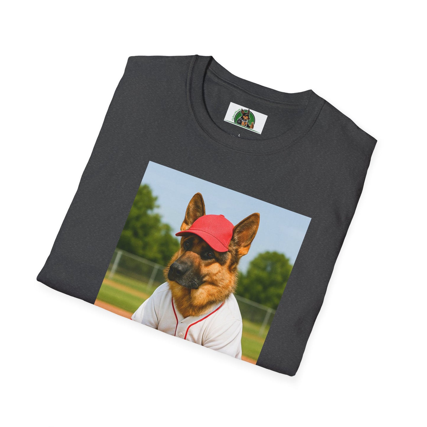 German Shepherd Playing Baseball T-Shirt — Sports Dog Tee T-Shirt Printify