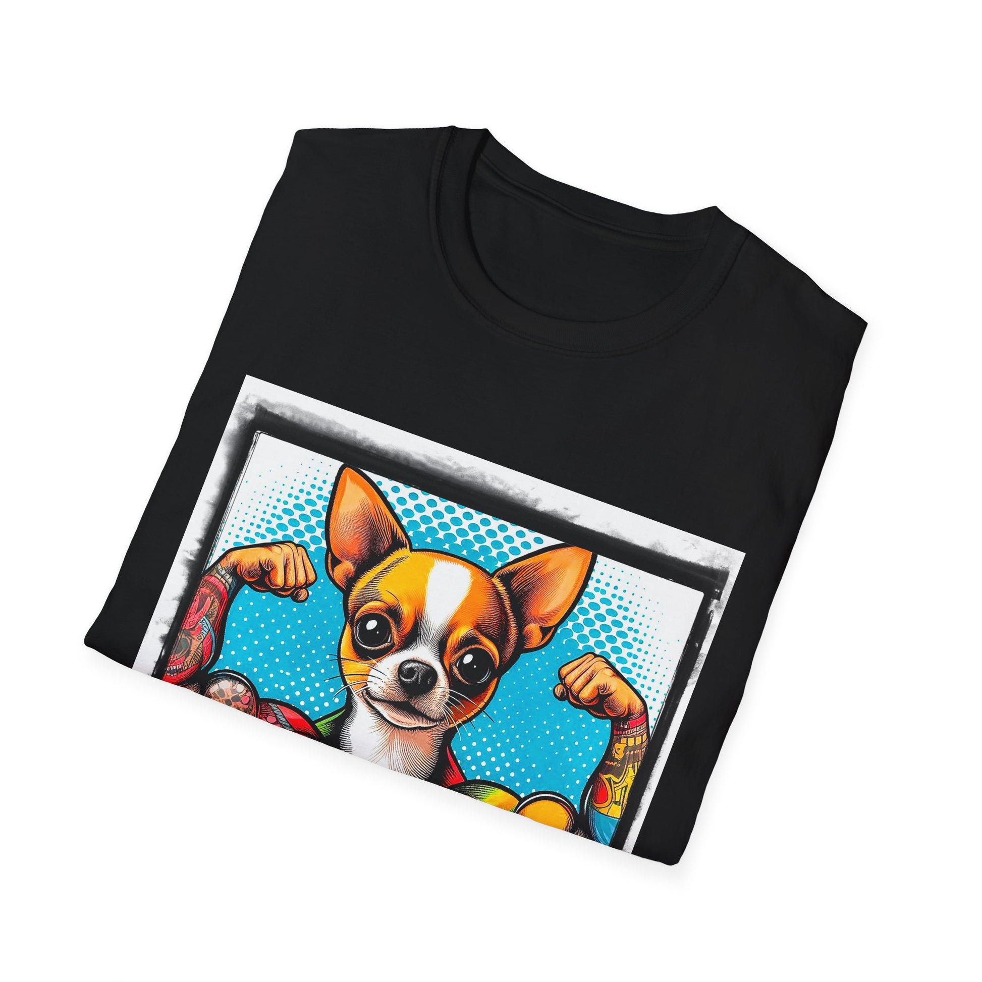 Chihuahua muscleman t shirt T-Shirt Printify