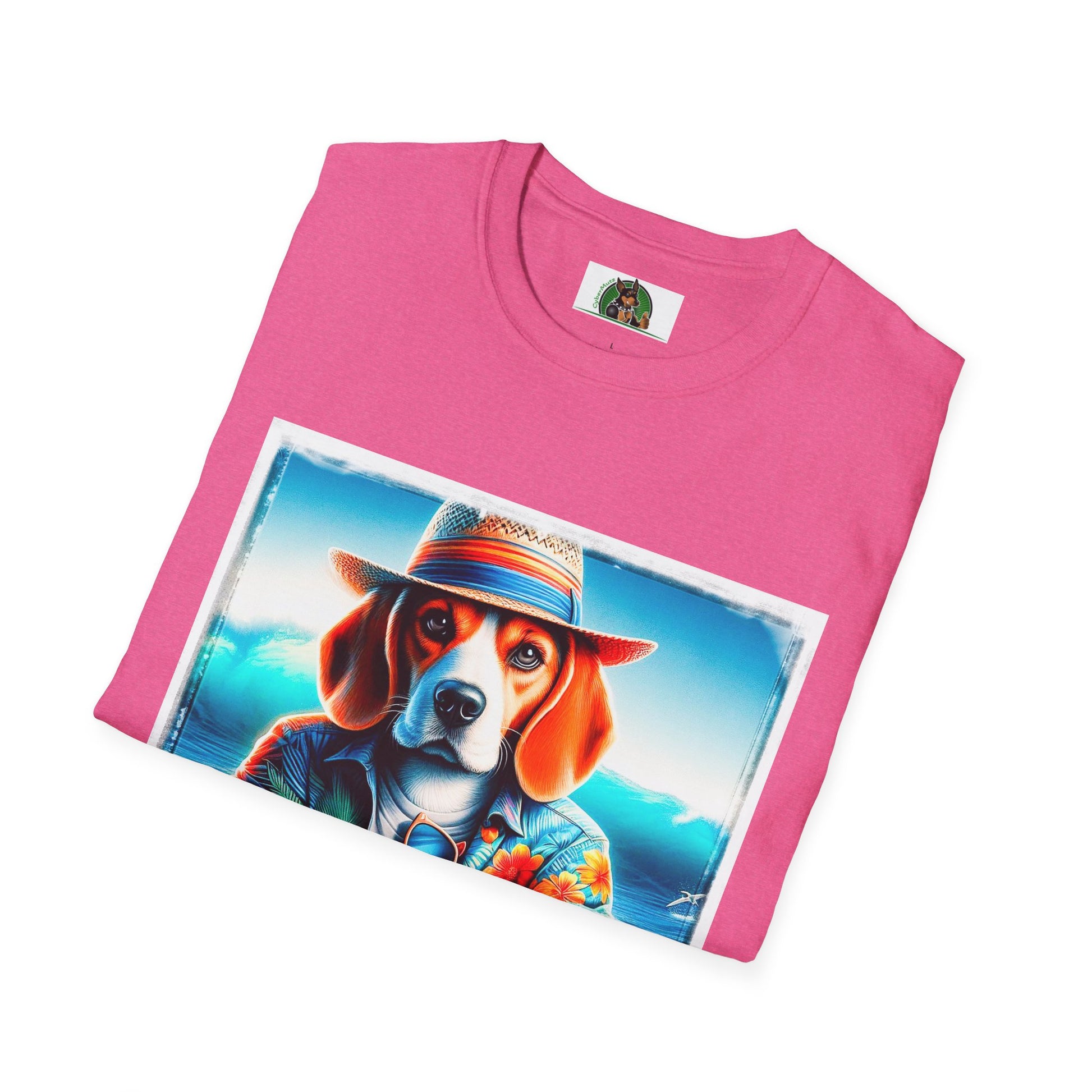 Beagle Wearing Summer Shirt And Hat T-Shirt Printify   