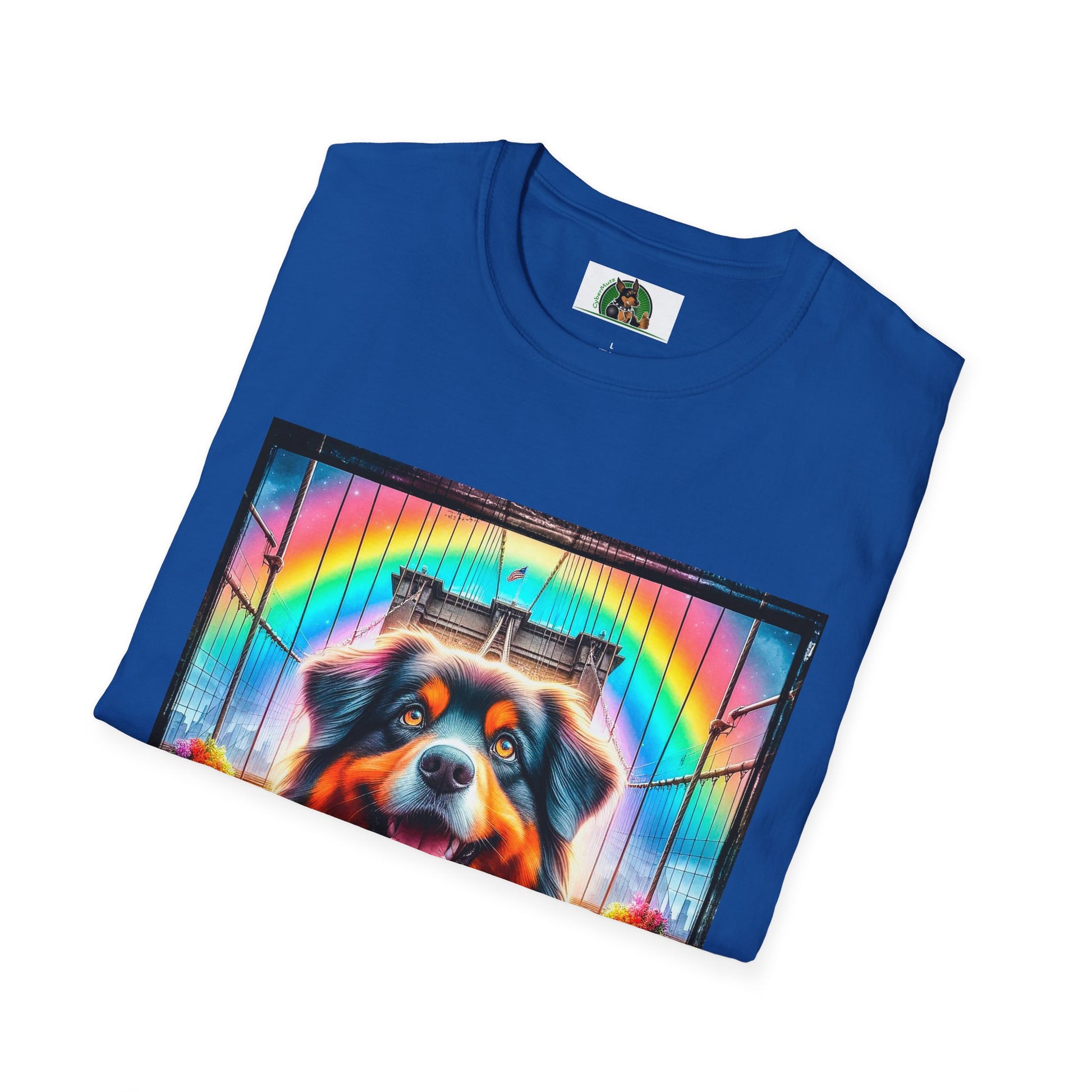 Australian Shepherd Bright Rainbow Bridge T-Shirt Printify