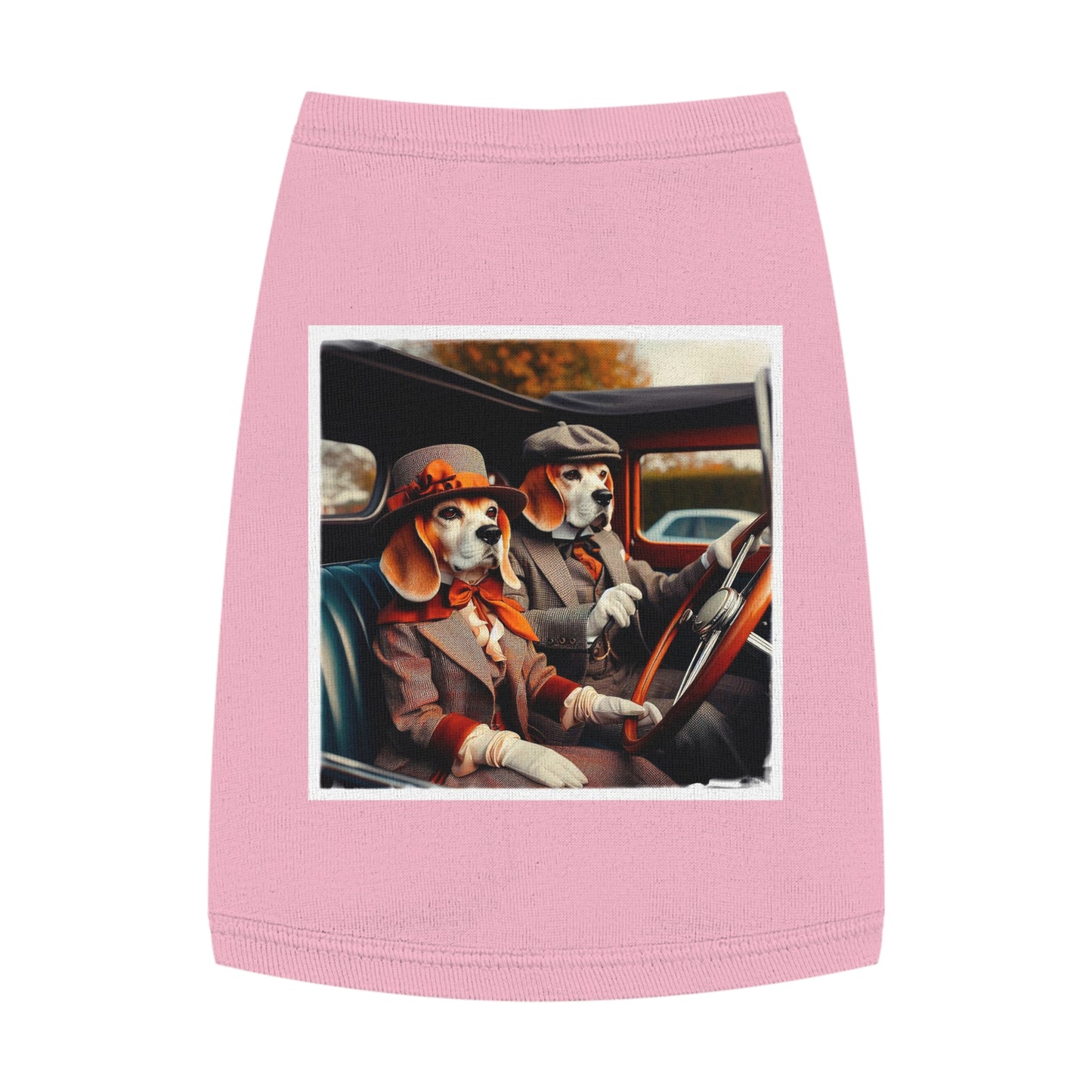 Pet Tank Top Wacky Beagle Dog Couple In Old Car Pets Printify M Pink 