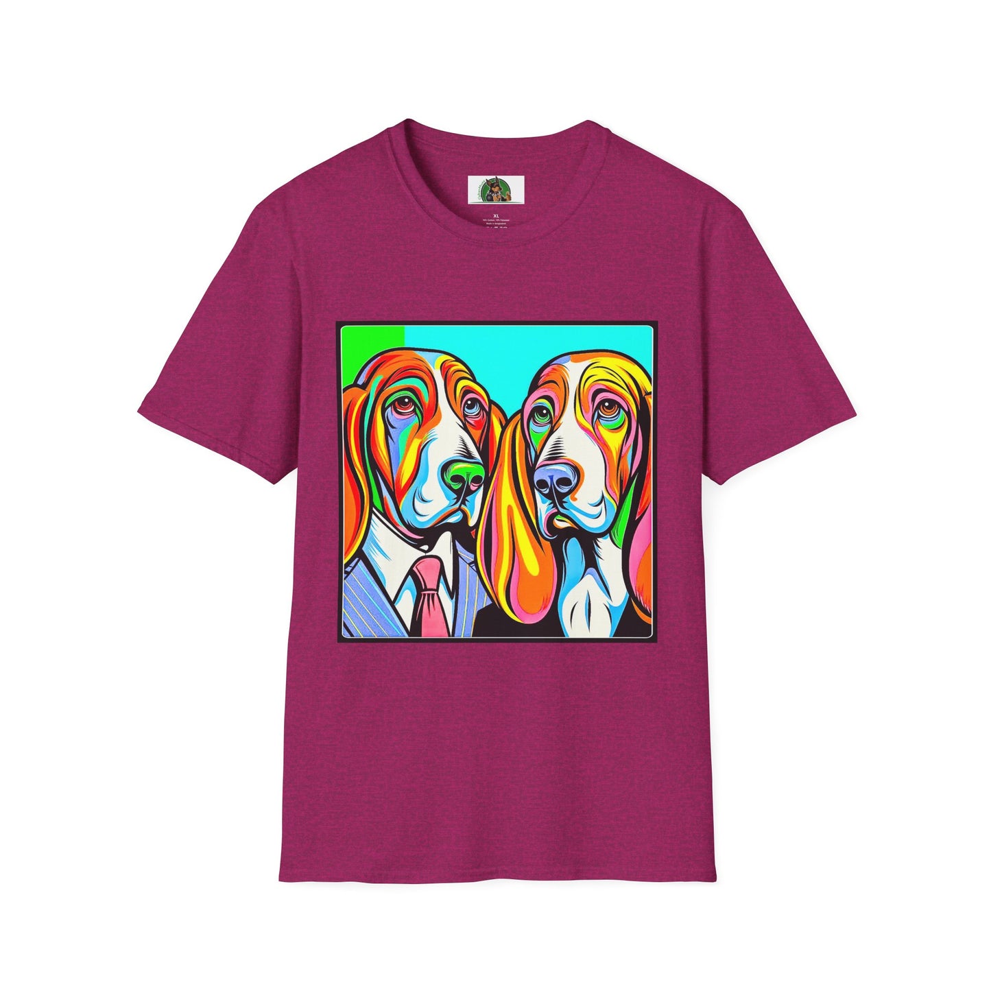 Basset Hound Couple Profile Pic T-Shirt Printify S Antique Heliconia
