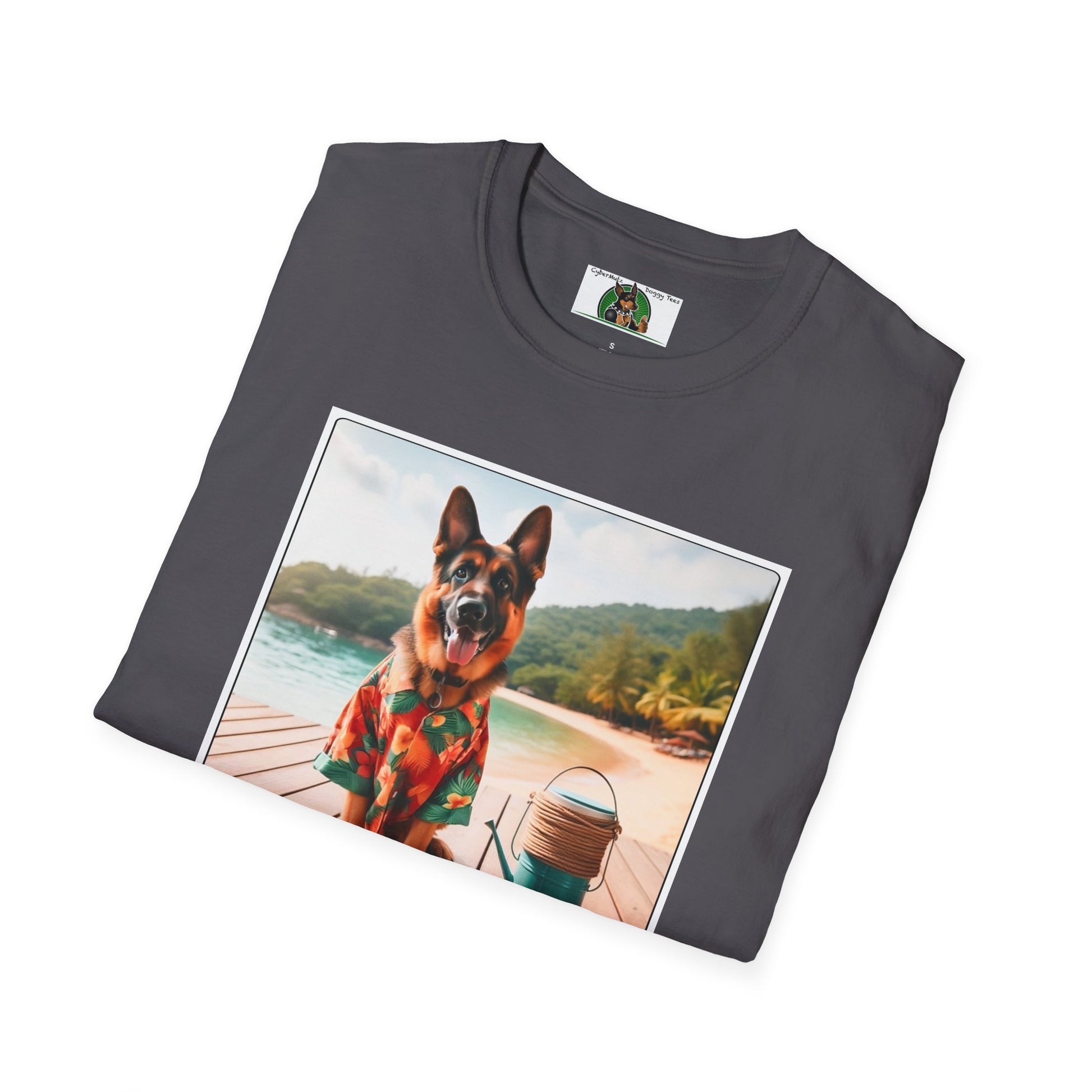 German Shepherd Dog "Beachin" Unisex Softstyle T-Shirt T-Shirt Printify