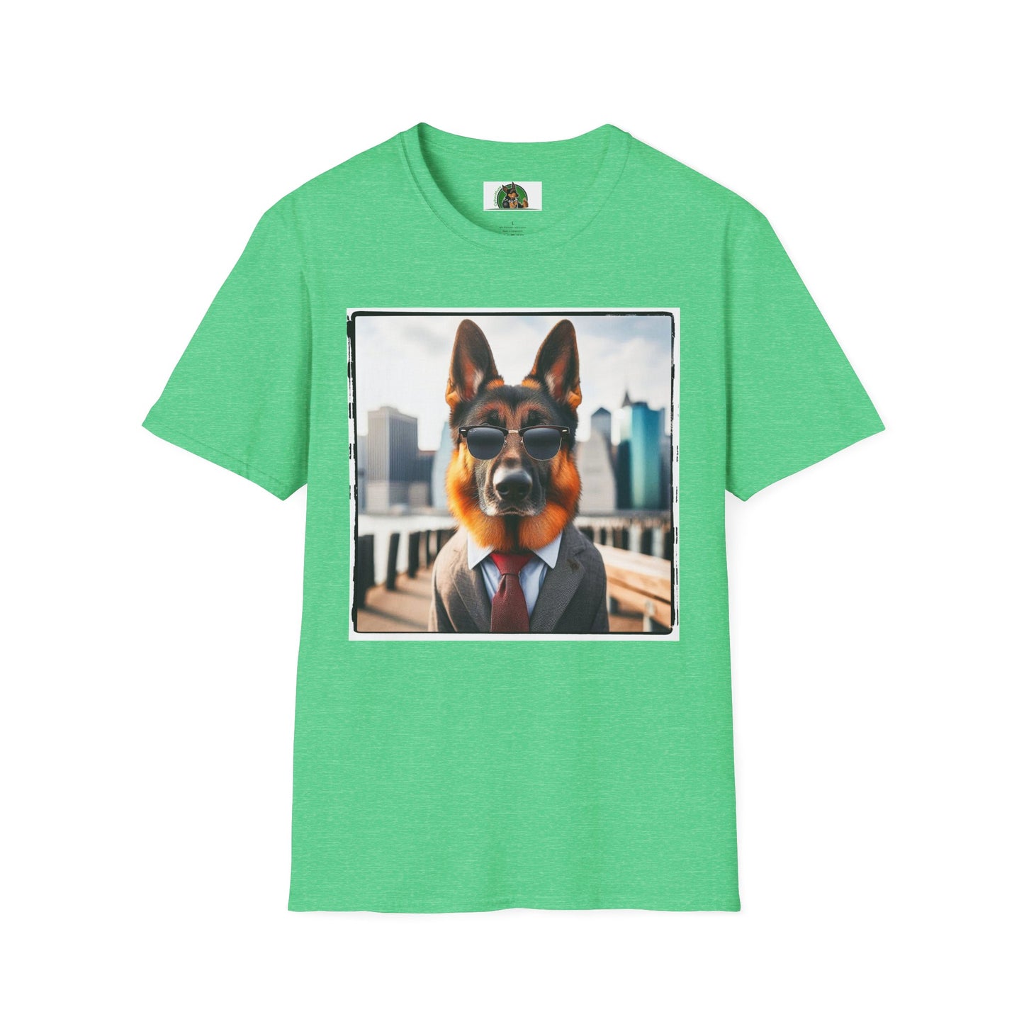 German Shepherd suit and tie shirt T-Shirt Printify Heather Irish Green S