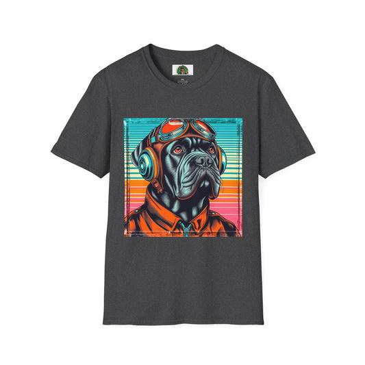 Cane Corso Pop Art Dog Wearing Pilot Goggles TShirt T-Shirt Printify XS Dark Heather