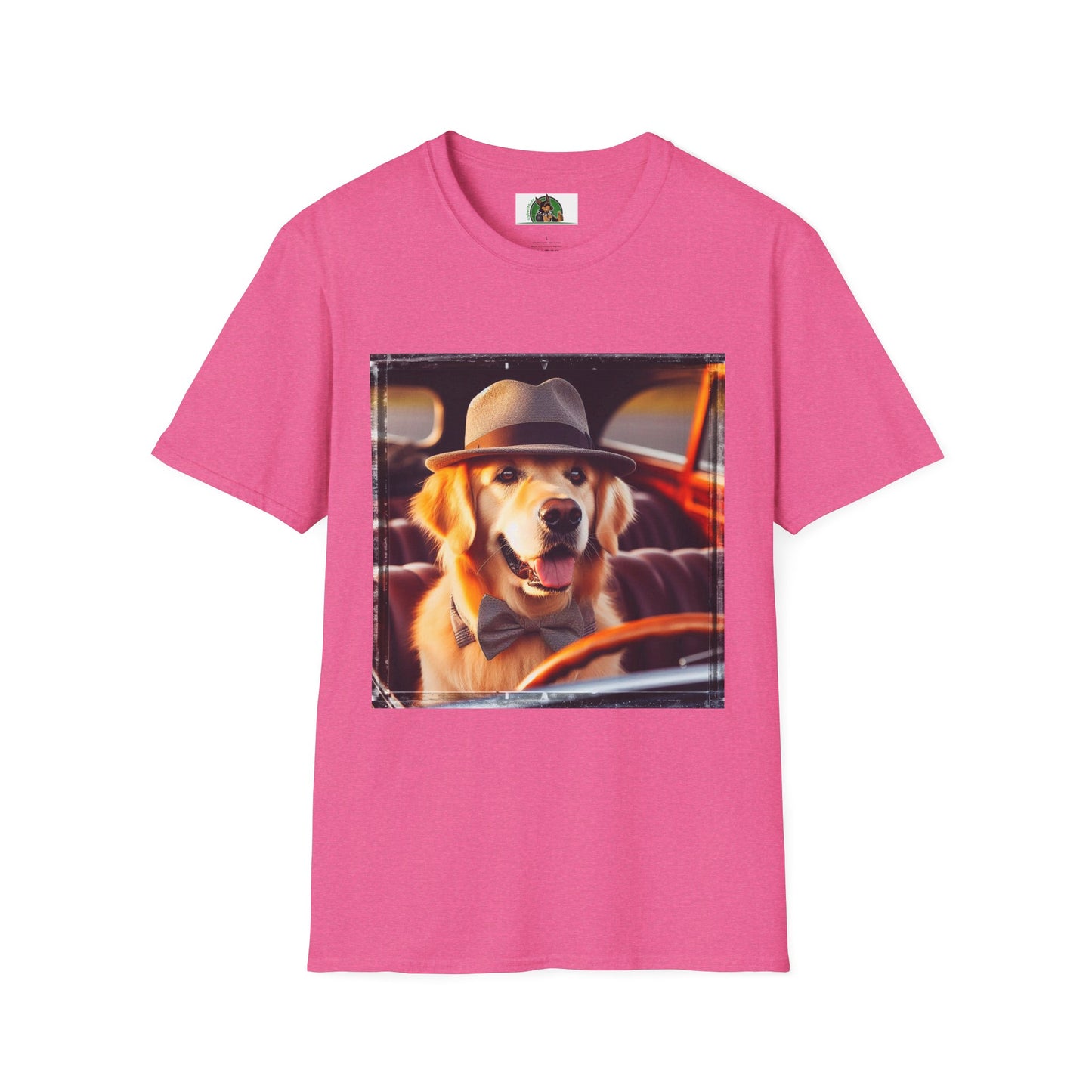 Golden Retriever driving fun shirt T-Shirt Printify S Heather Heliconia