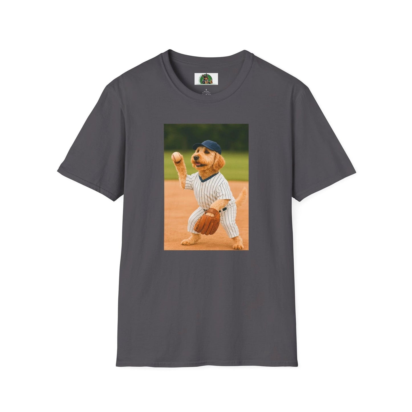 Sports Golden doodle Playing Baseball T-Shirt T-Shirt Printify Charcoal S