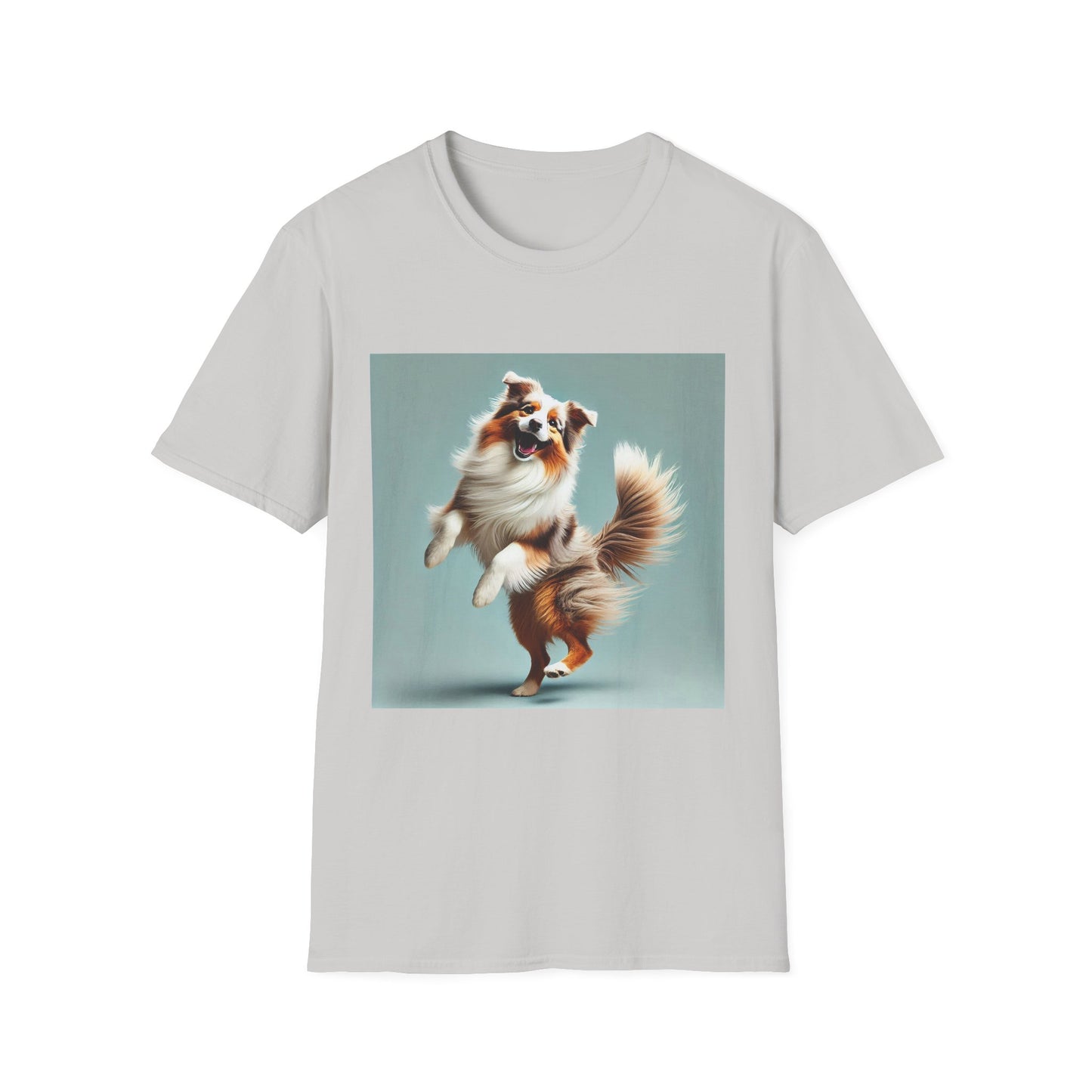 Dog Lover T-Shirt - Dancing Dog Australian Shepherd T-Shirt Printify S Ice Grey