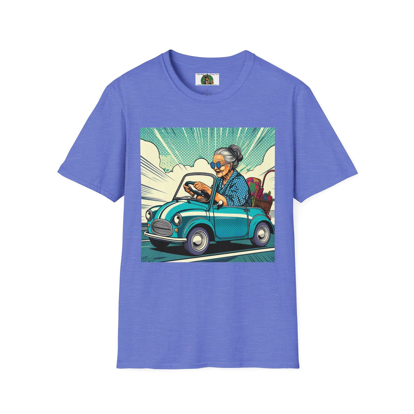 Old Lady in a Wacky Little Car T-Shirt Printify Heather Royal S 