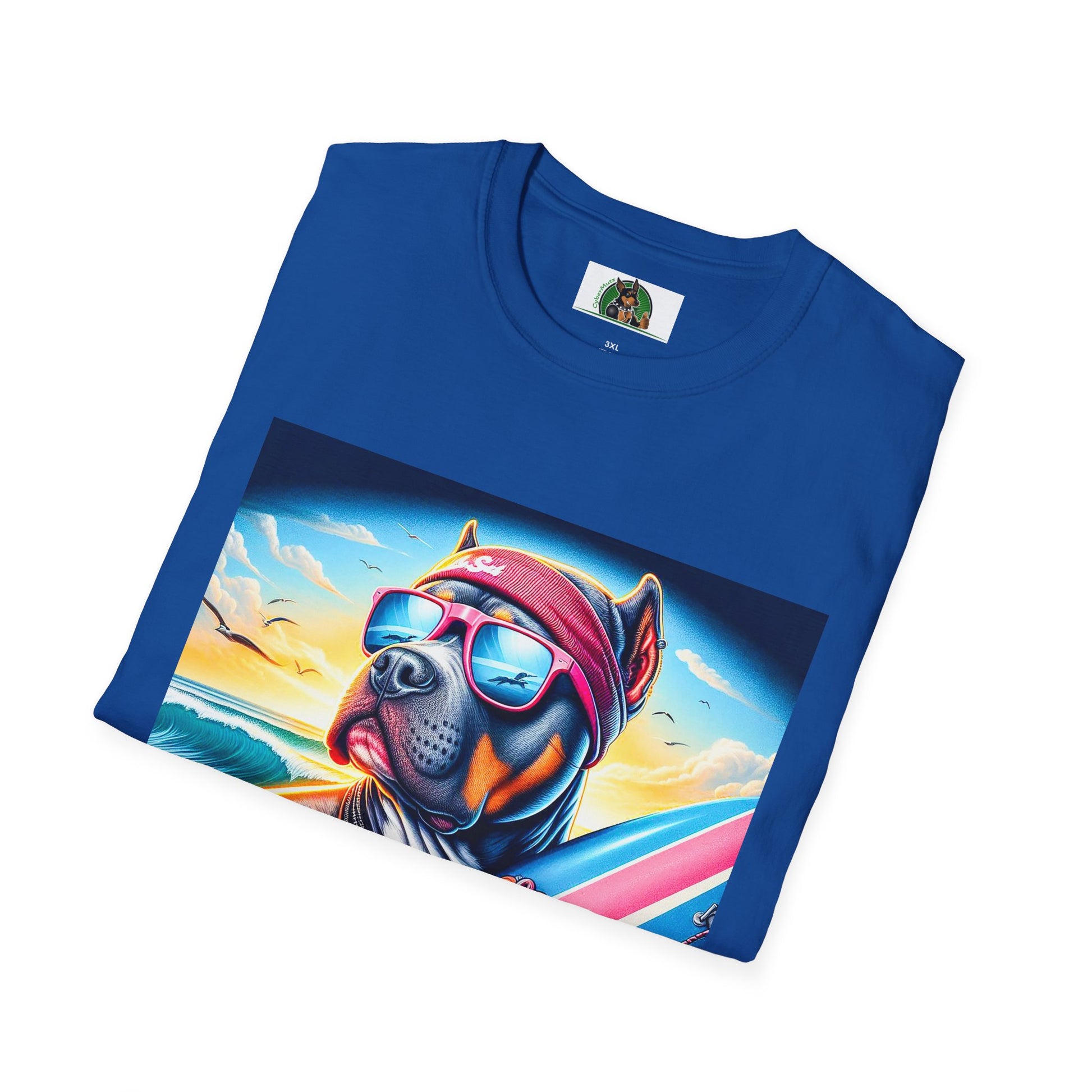 Pit Bull doggie surfer shirt T-Shirt Printify