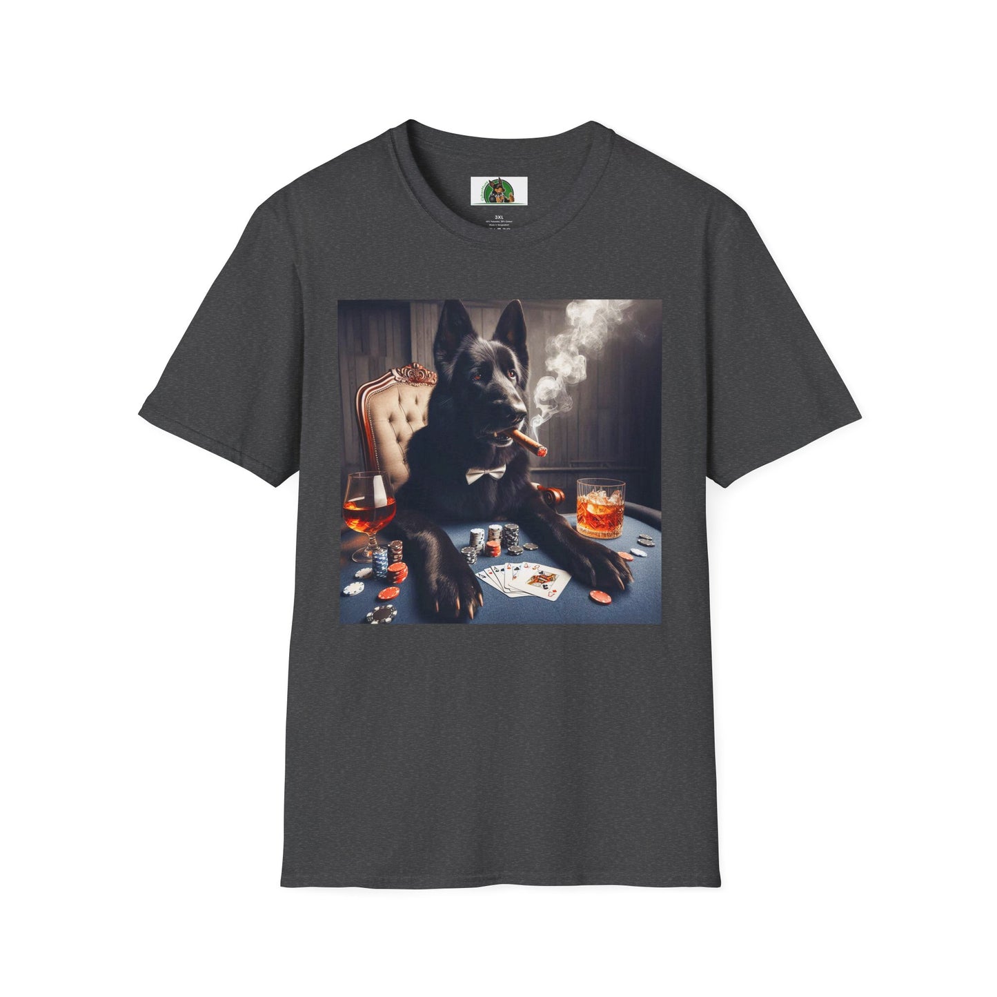 German Shepherd playing poker shirt T-Shirt Printify Dark Heather S