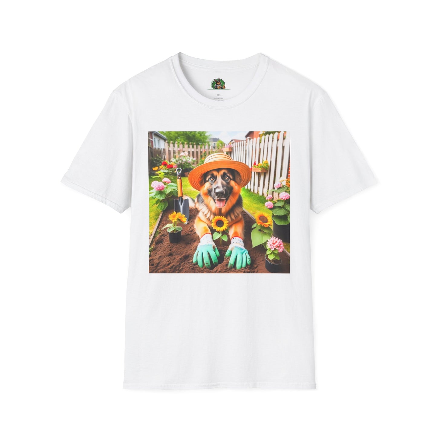 German Shepherd gardening shirt T-Shirt Printify White S