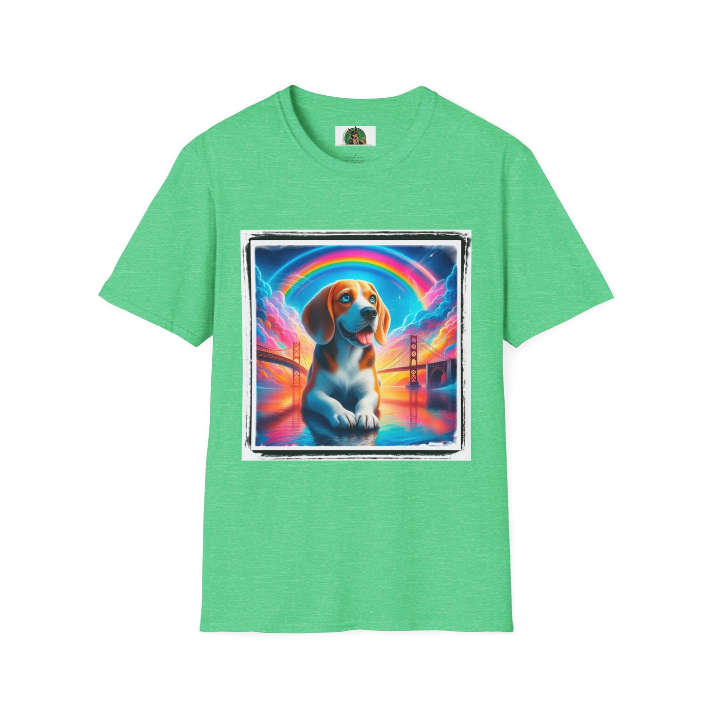 Beagle Rainbow Bridge T-Shirt Printify S Heather Irish Green 